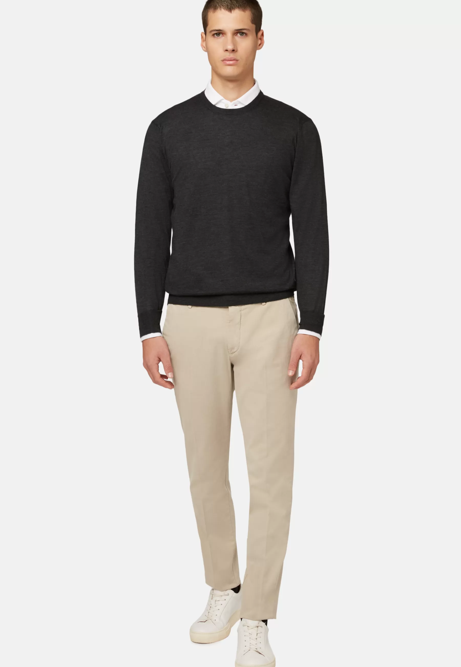 Knitwear | Must-Have^Boggi Milano Anthracite Super Fine Cashmere Crew Neck Jumper Charcoal