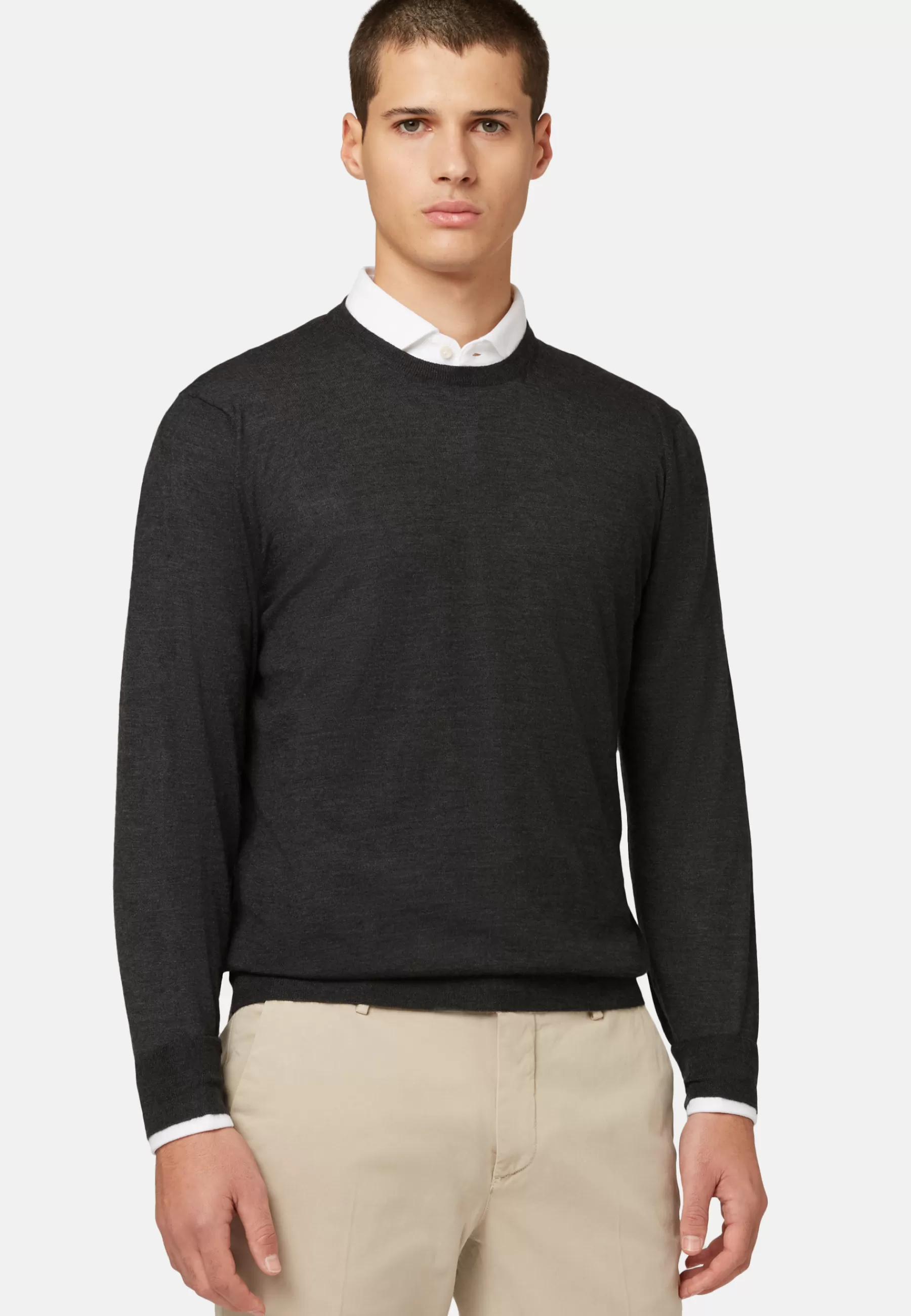 Knitwear | Must-Have^Boggi Milano Anthracite Super Fine Cashmere Crew Neck Jumper Charcoal