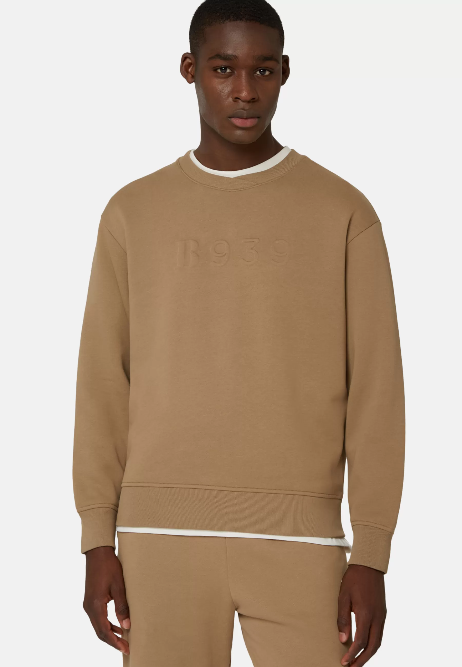 Sweatshirts and Joggers^Boggi Milano B939 Crew Neck Sweatshirt In Cotton Hazelnut