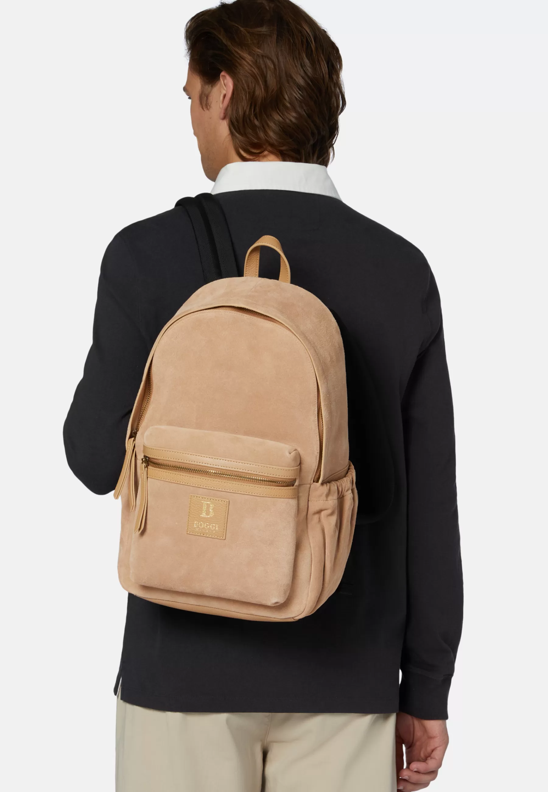 Rucksacks and Suitcases^Boggi Milano Backpack in Suede Leather Taupe