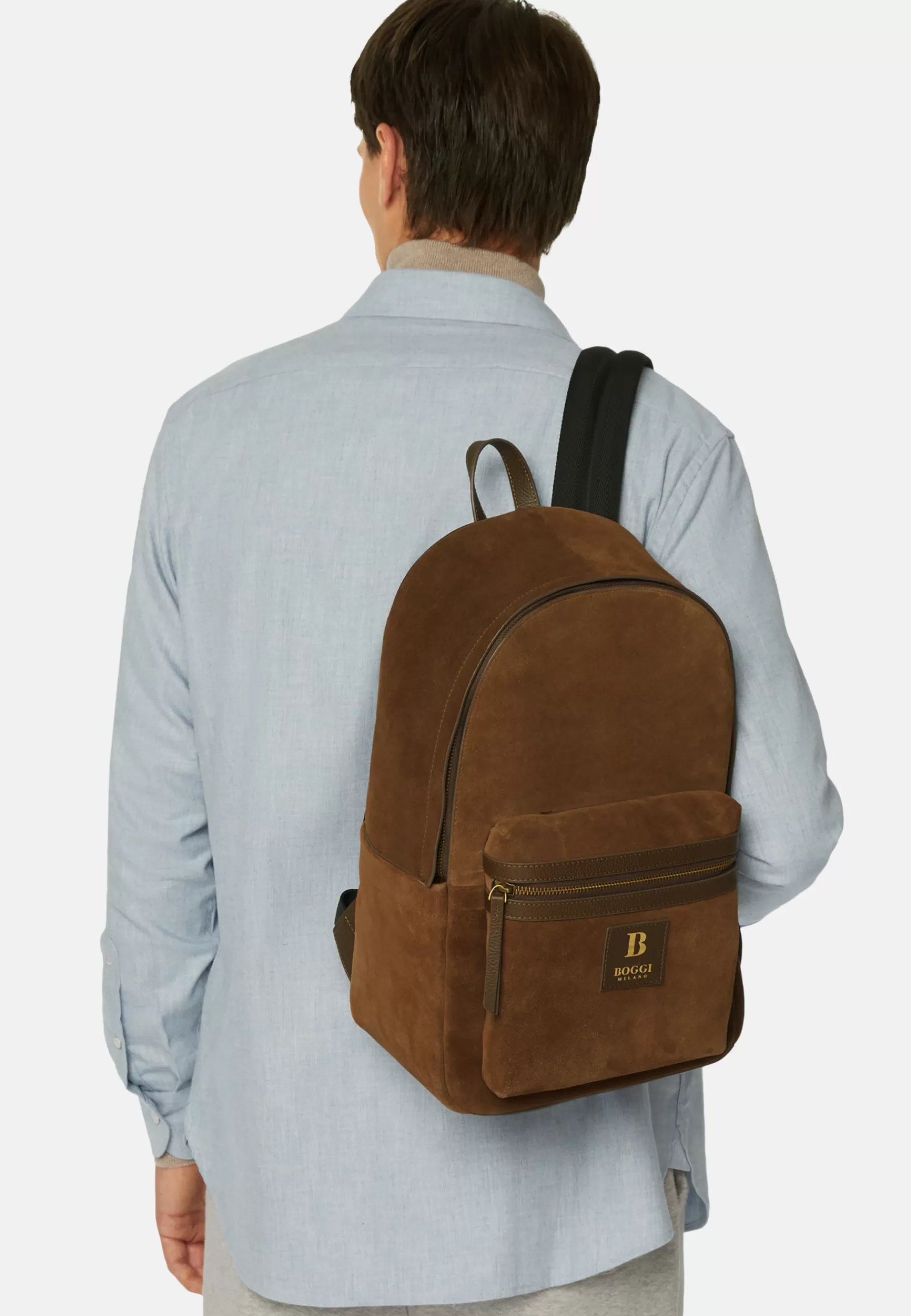 Rucksacks and Suitcases^Boggi Milano Backpack in Suede Leather Brown