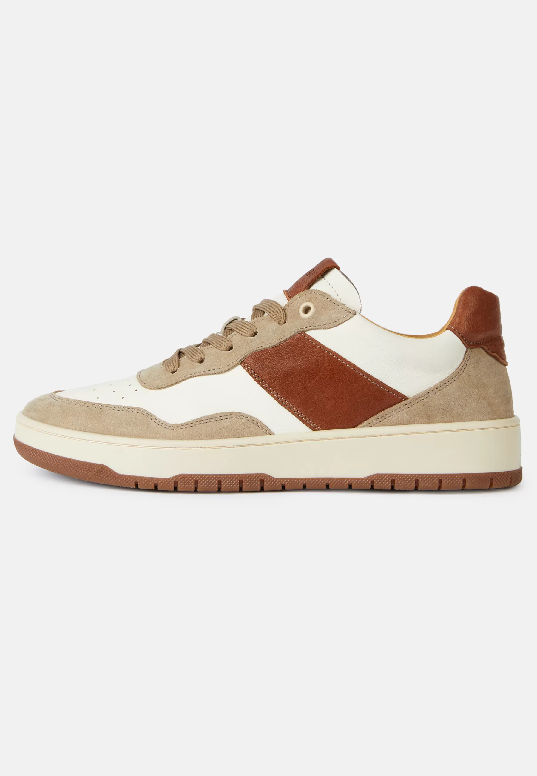 Sneakers^Boggi Milano Beige and Brown Leather Trainers Brown-Beige