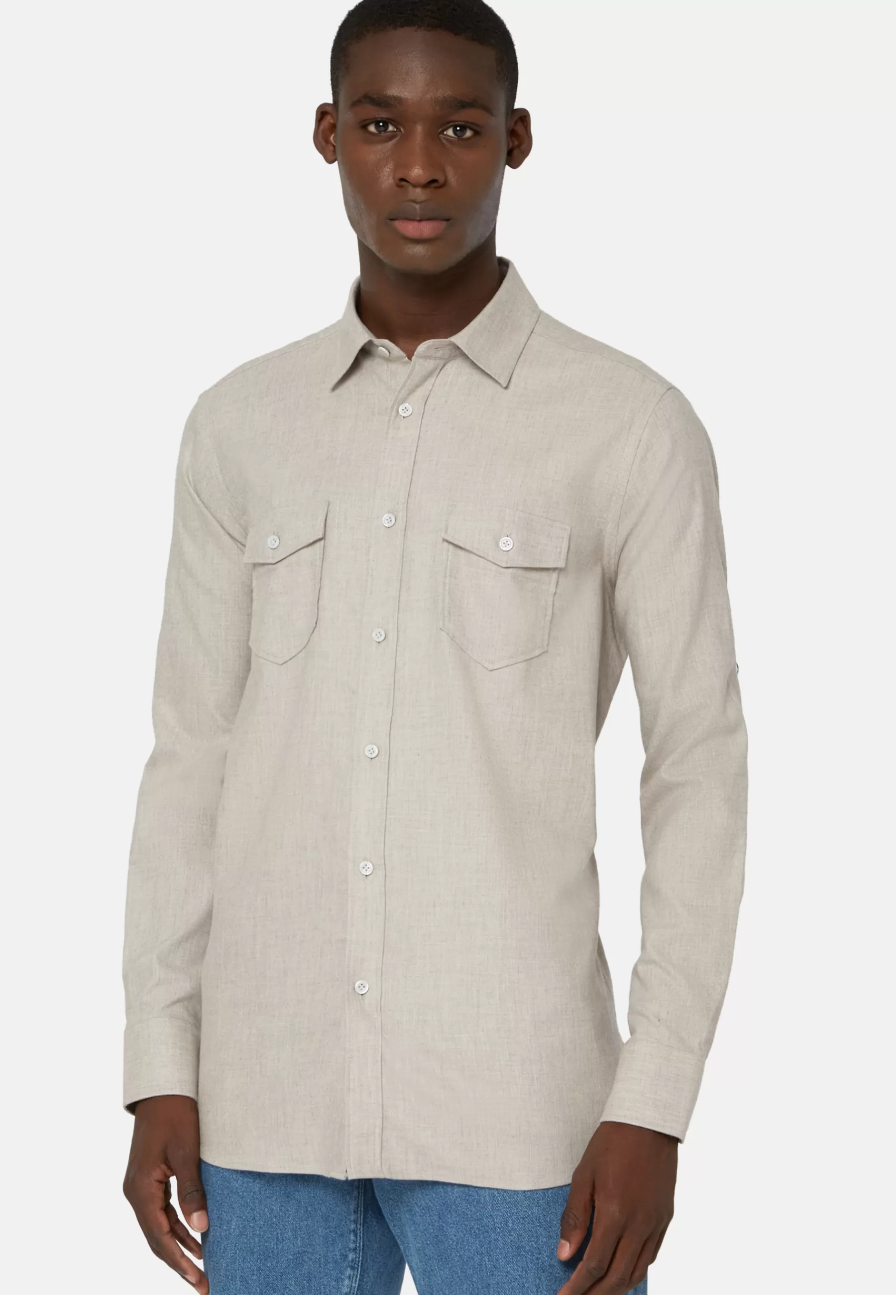 Casual Shirts^Boggi Milano Cotton Tencel Shirt Regular Fit Beige