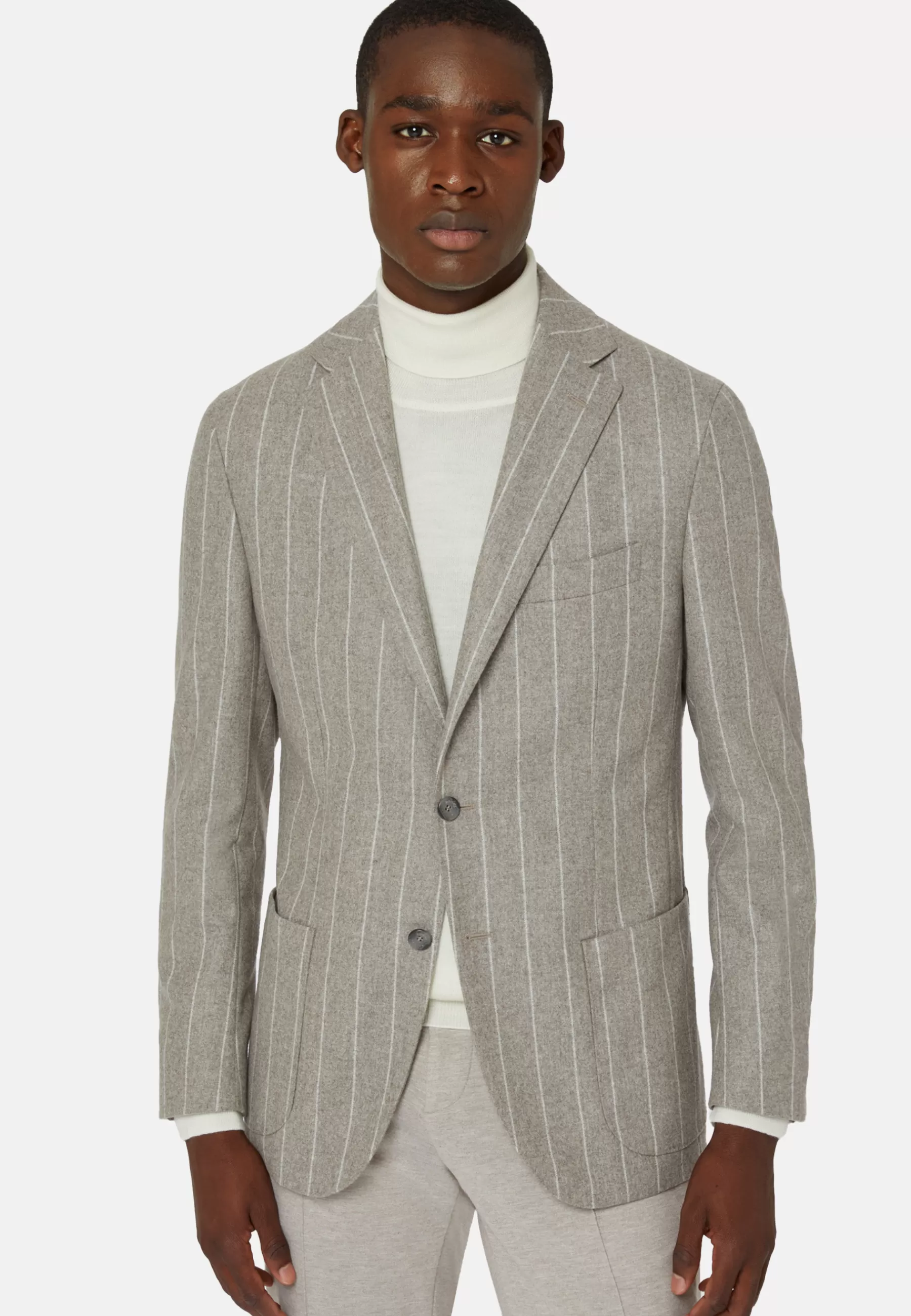 Blazers^Boggi Milano Jacket in Wool Flannel Beige