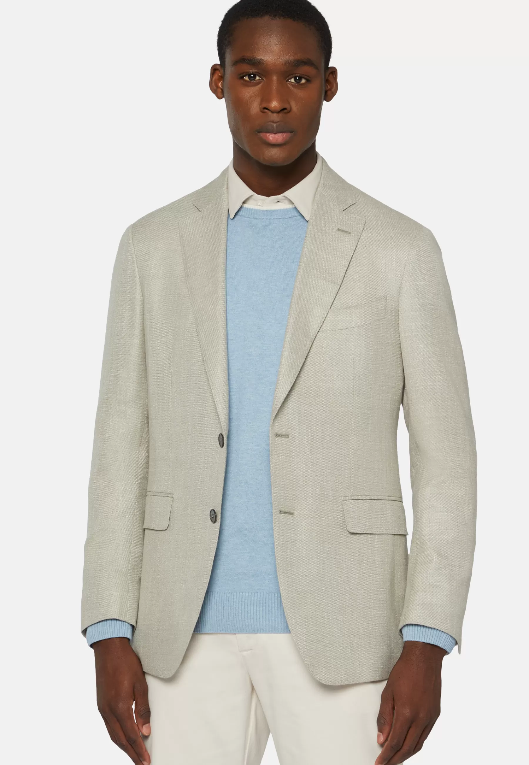 Blazers^Boggi Milano Jacket In Wool, Silk And Linen Beige