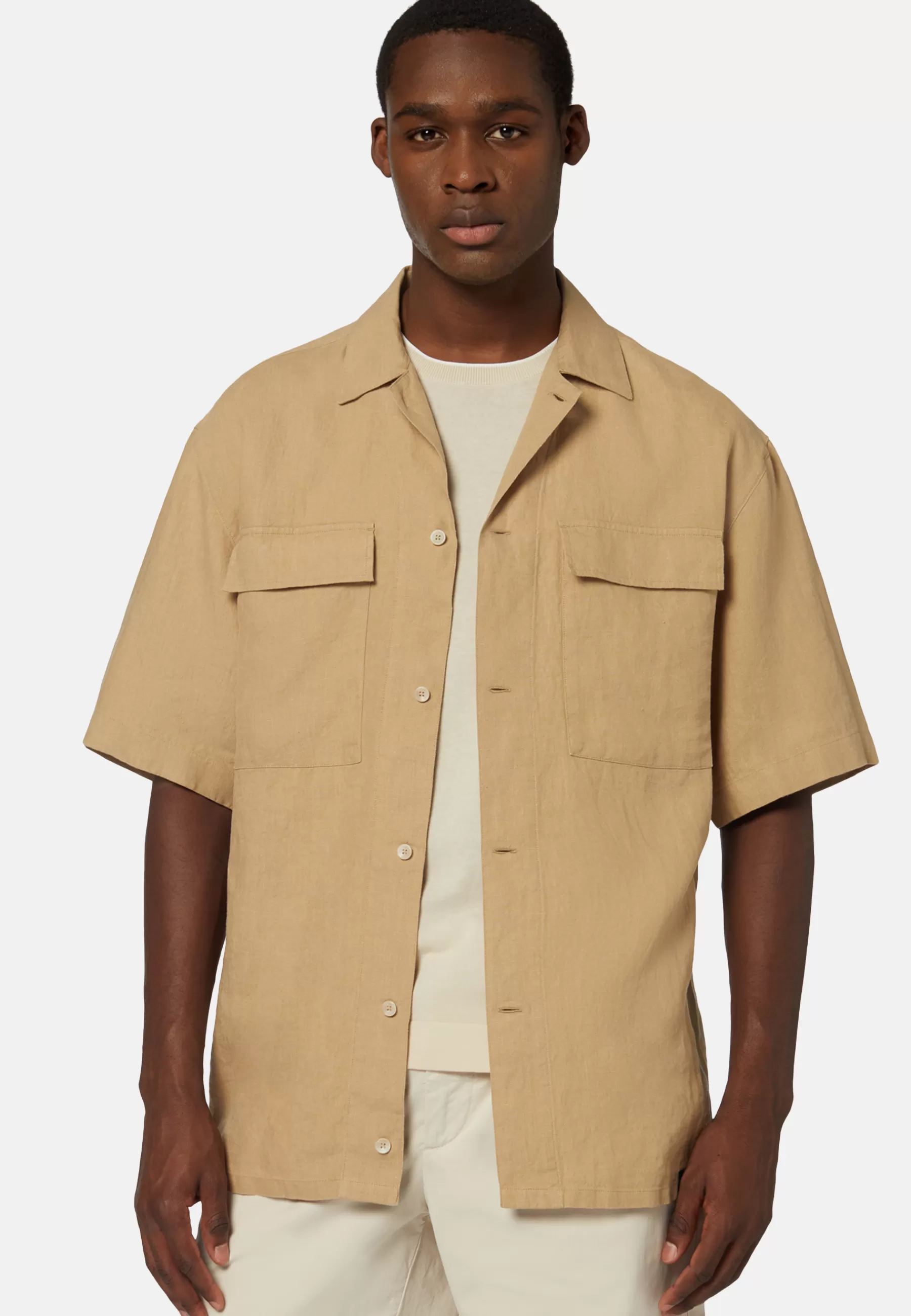 Overshirts | Casual Shirts^Boggi Milano Linen Camp Overshirt Beige