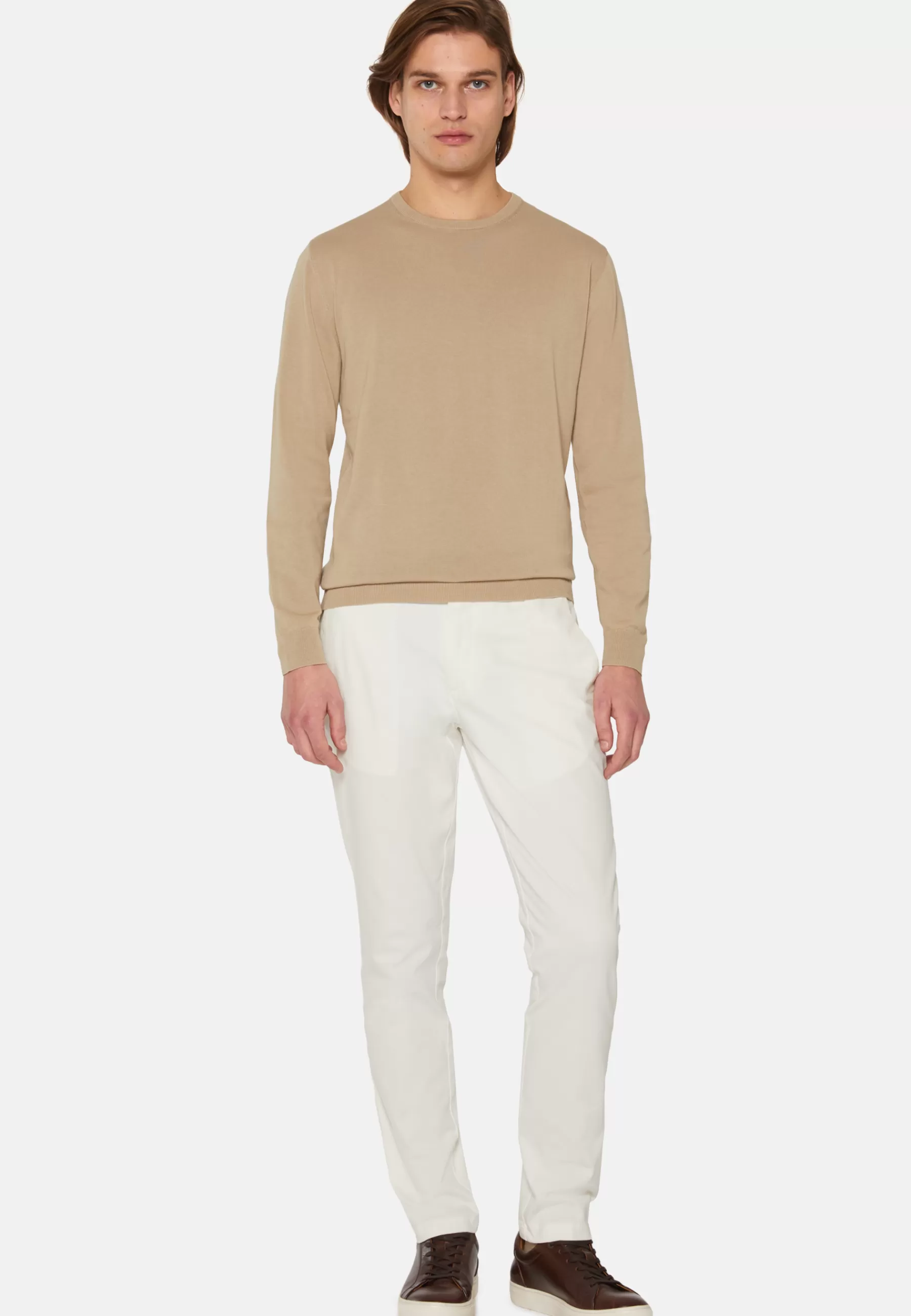 Knitwear^Boggi Milano Pima Cotton Crew Neck Jumper Beige