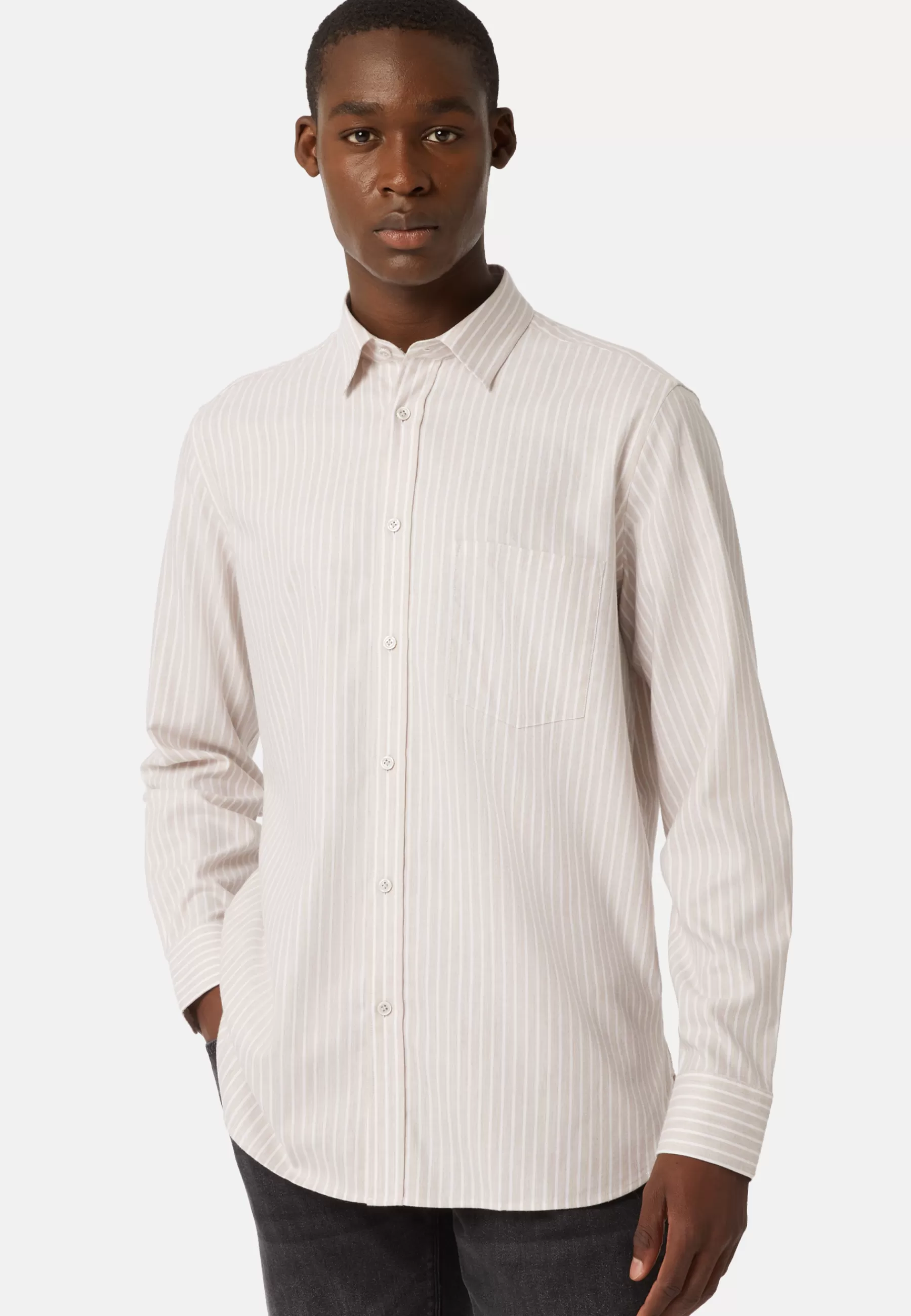 Casual Shirts^Boggi Milano Striped Cotton Tencel Shirt Regular Fit Beige