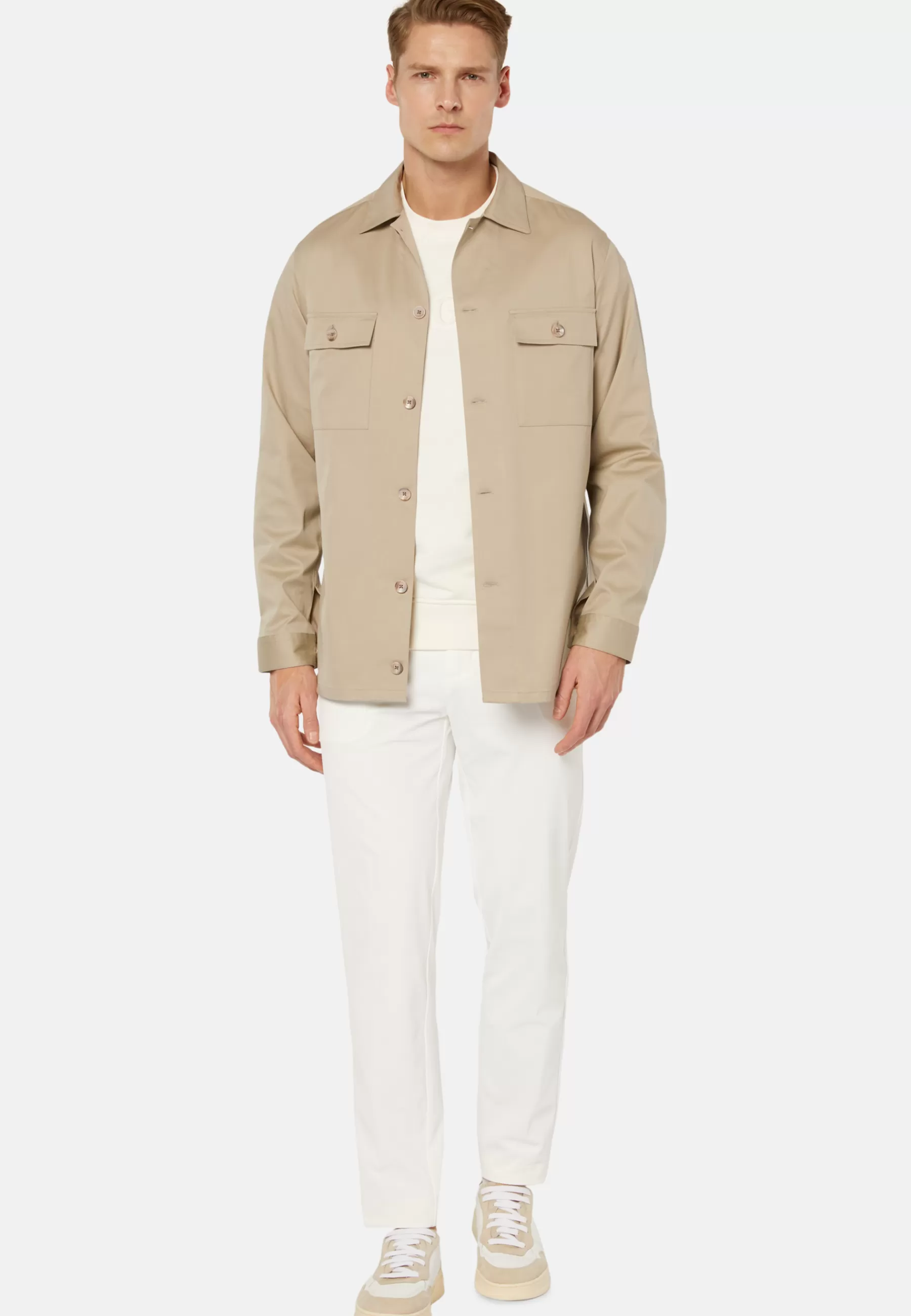 Overshirts | Casual Shirts^Boggi Milano Tencel And Cotton Camp Overshirt Beige