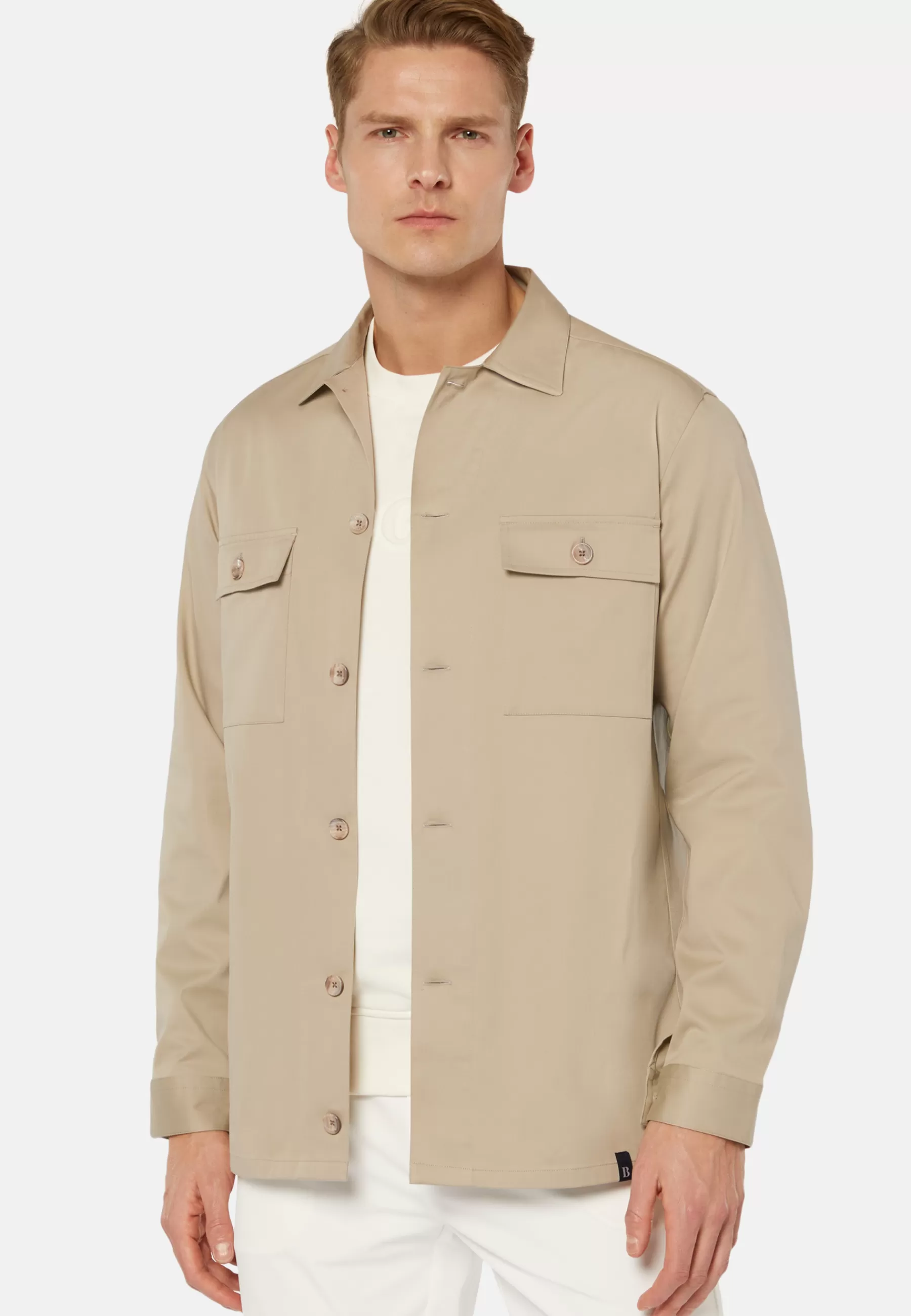 Overshirts | Casual Shirts^Boggi Milano Tencel And Cotton Camp Overshirt Beige