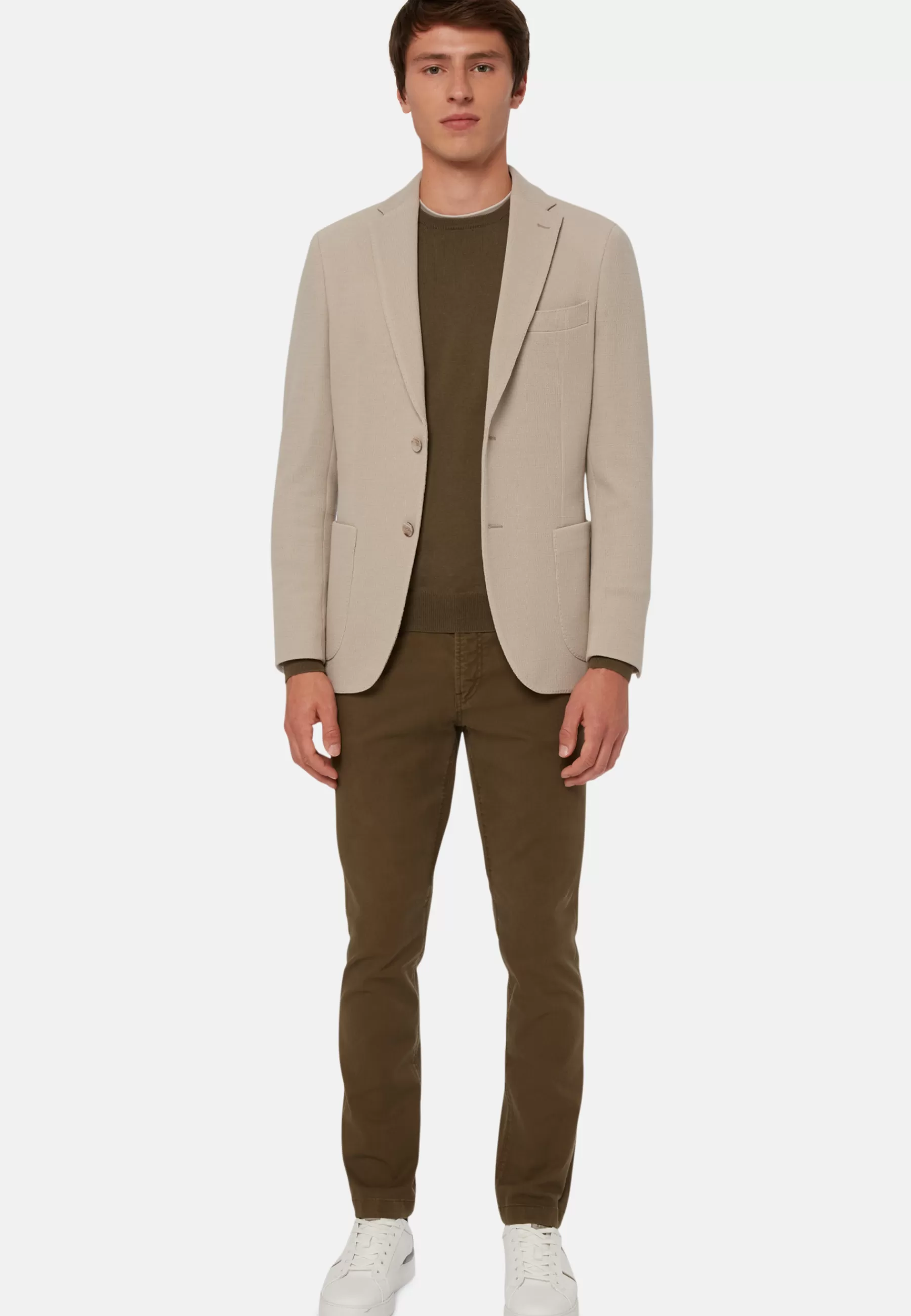 Blazers^Boggi Milano Textured Wool Jersey Jacket Beige