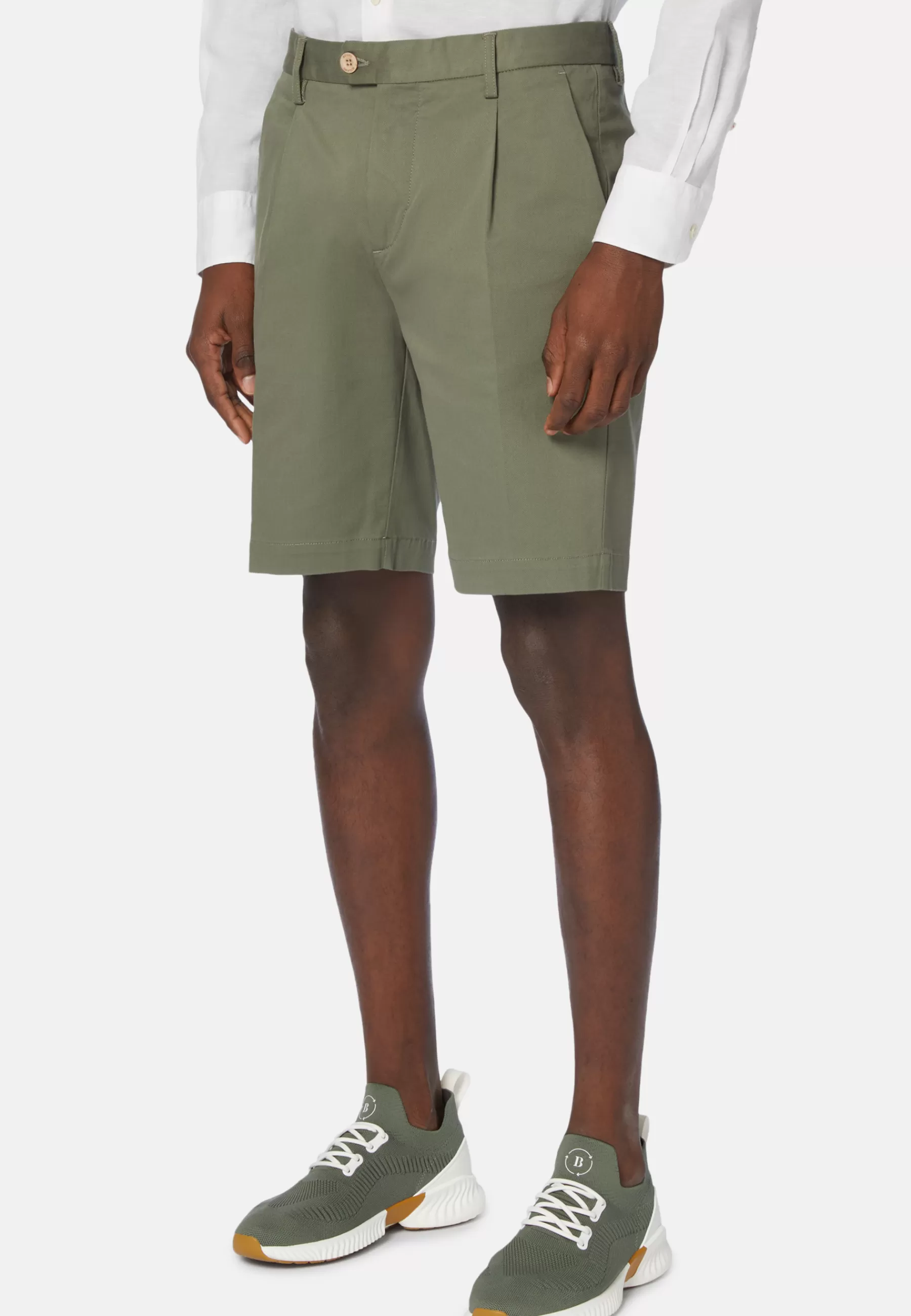 Bermuda^Boggi Milano Bermudas in Stretch Tencel Cotton Military Green