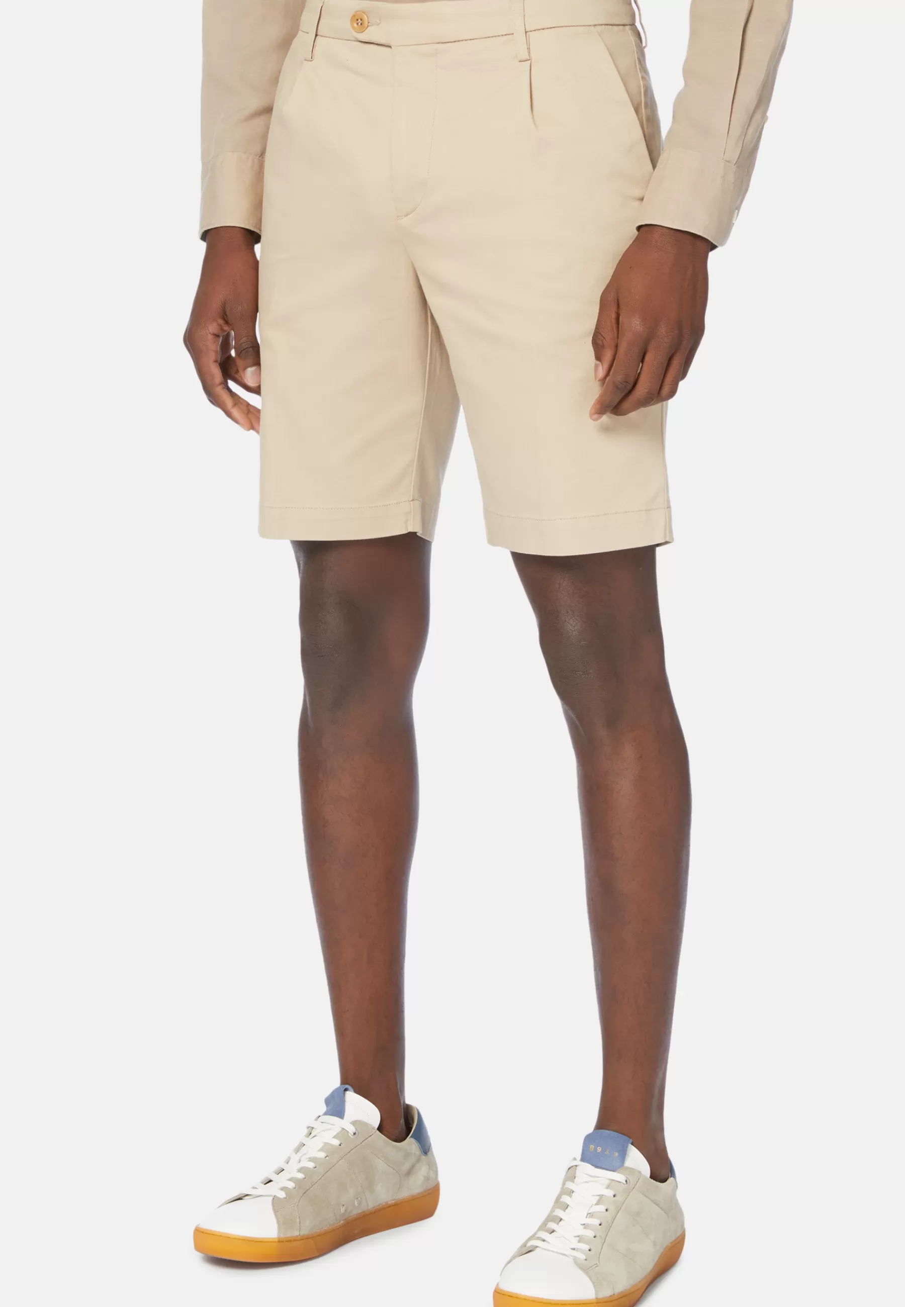 Bermuda^Boggi Milano Bermudas in Stretch Tencel Cotton Beige