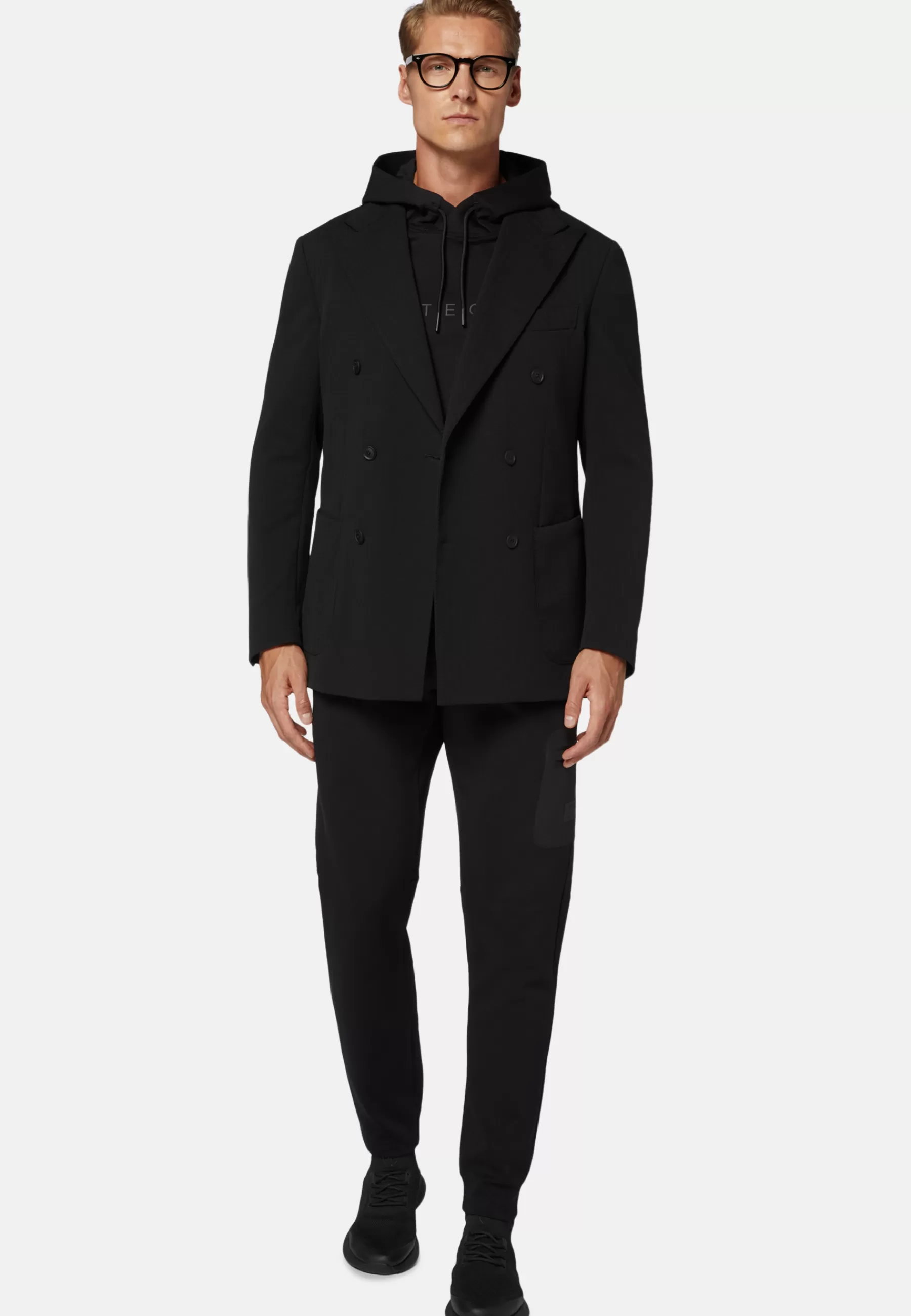 Blazers^Boggi Milano Double-Breasted Jacket in B Tech Nylon Black