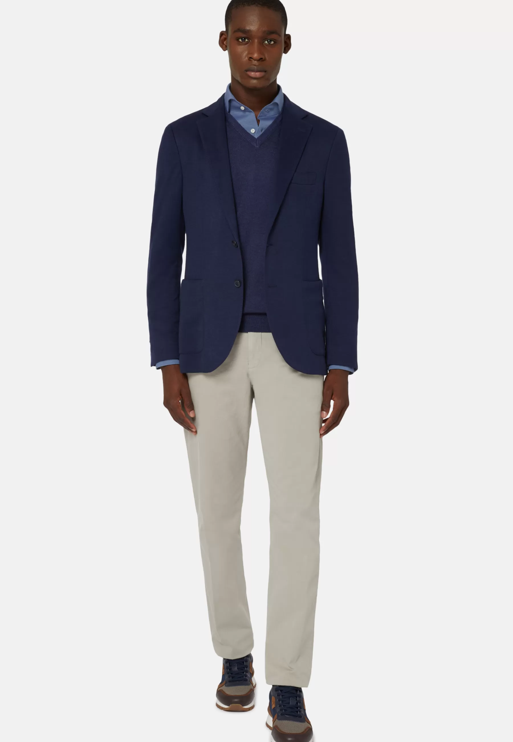 Blazers^Boggi Milano Blue B Jersey Jacket in a Cotton, Cashmere And Tencel Blend Navy blue