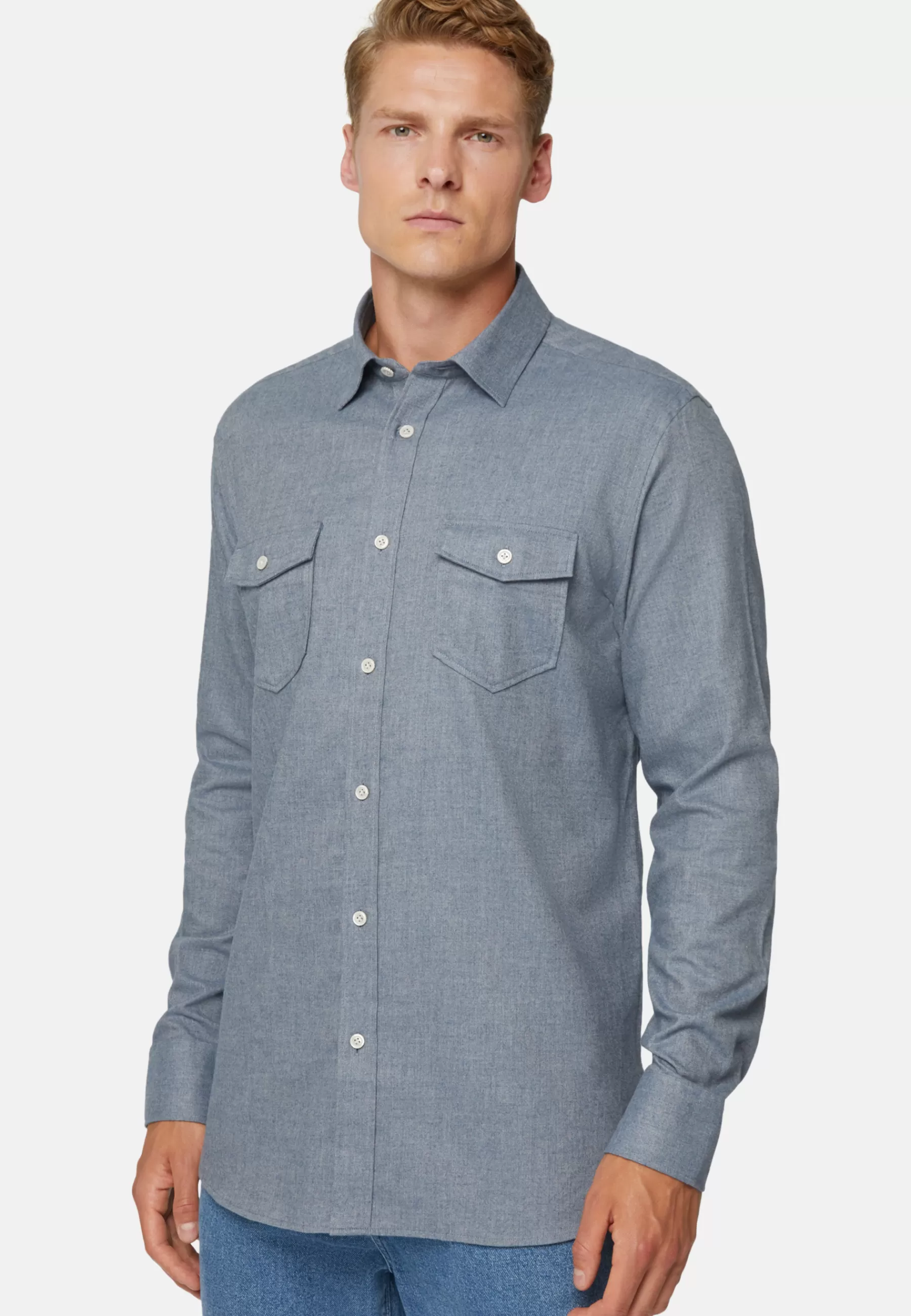 Casual Shirts^Boggi Milano Cotton Tencel Shirt Regular Fit Blue