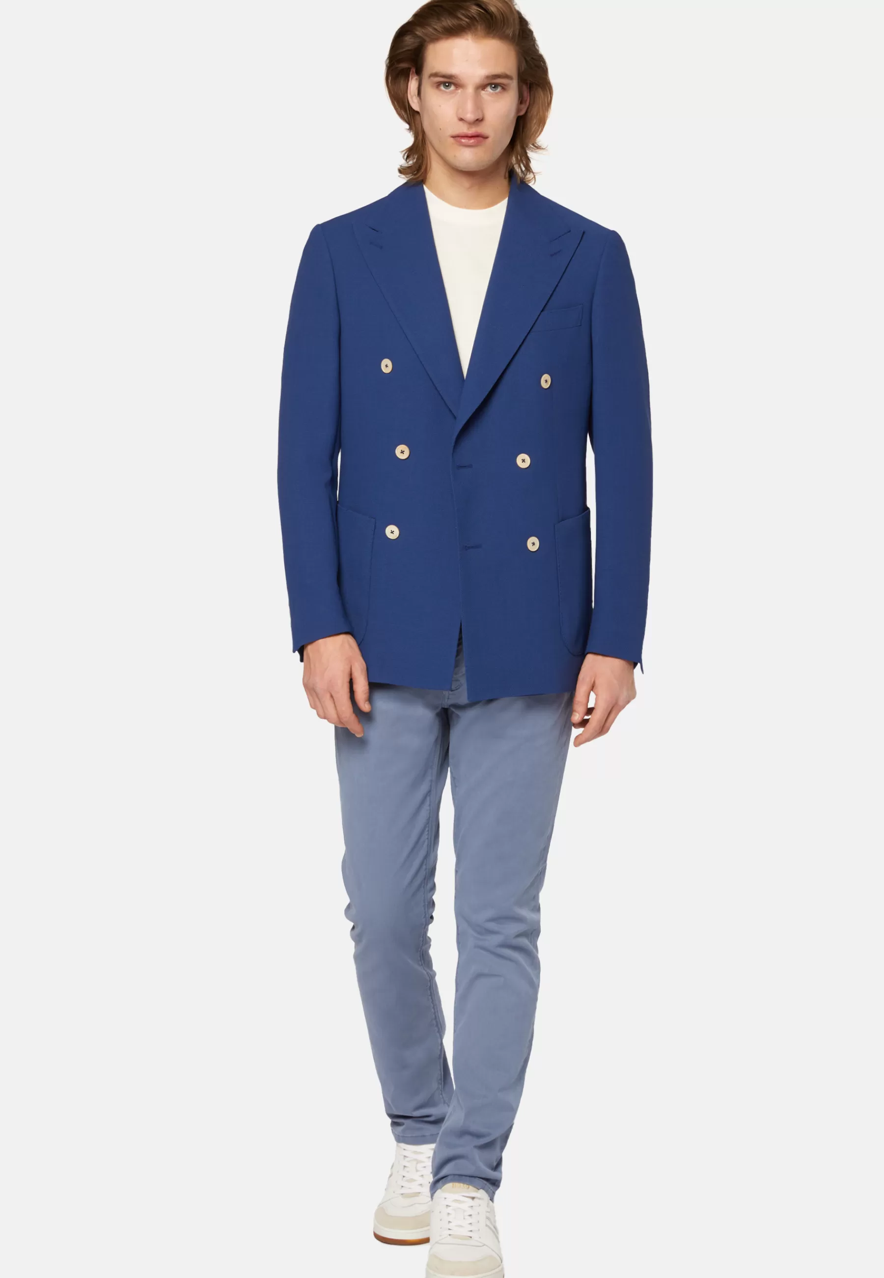 Blazers^Boggi Milano Double-Breasted Jacket In Pure Wool Crepe Blue