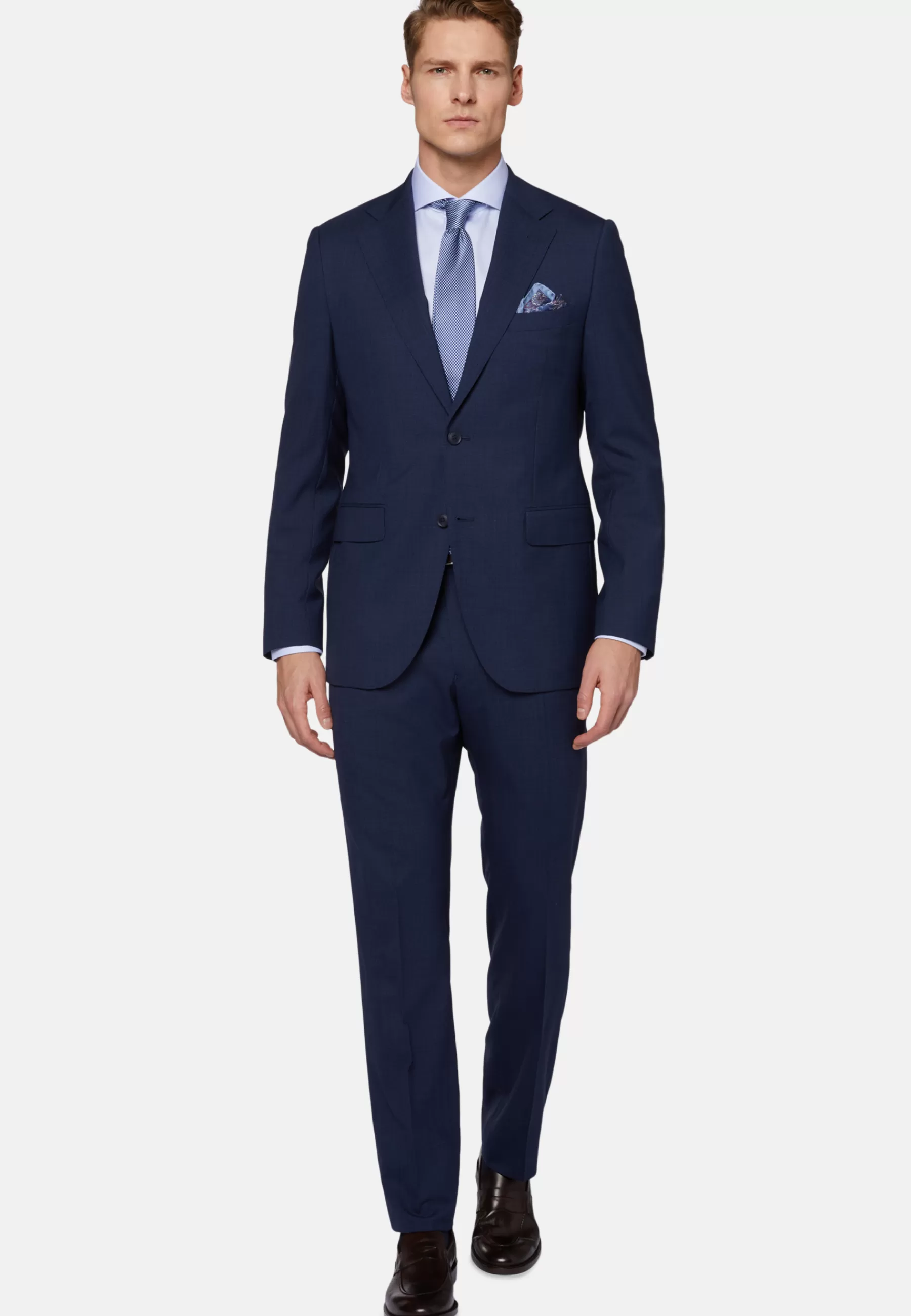 Suits^Boggi Milano Micro Pattern Suit in Pure Wool Blue