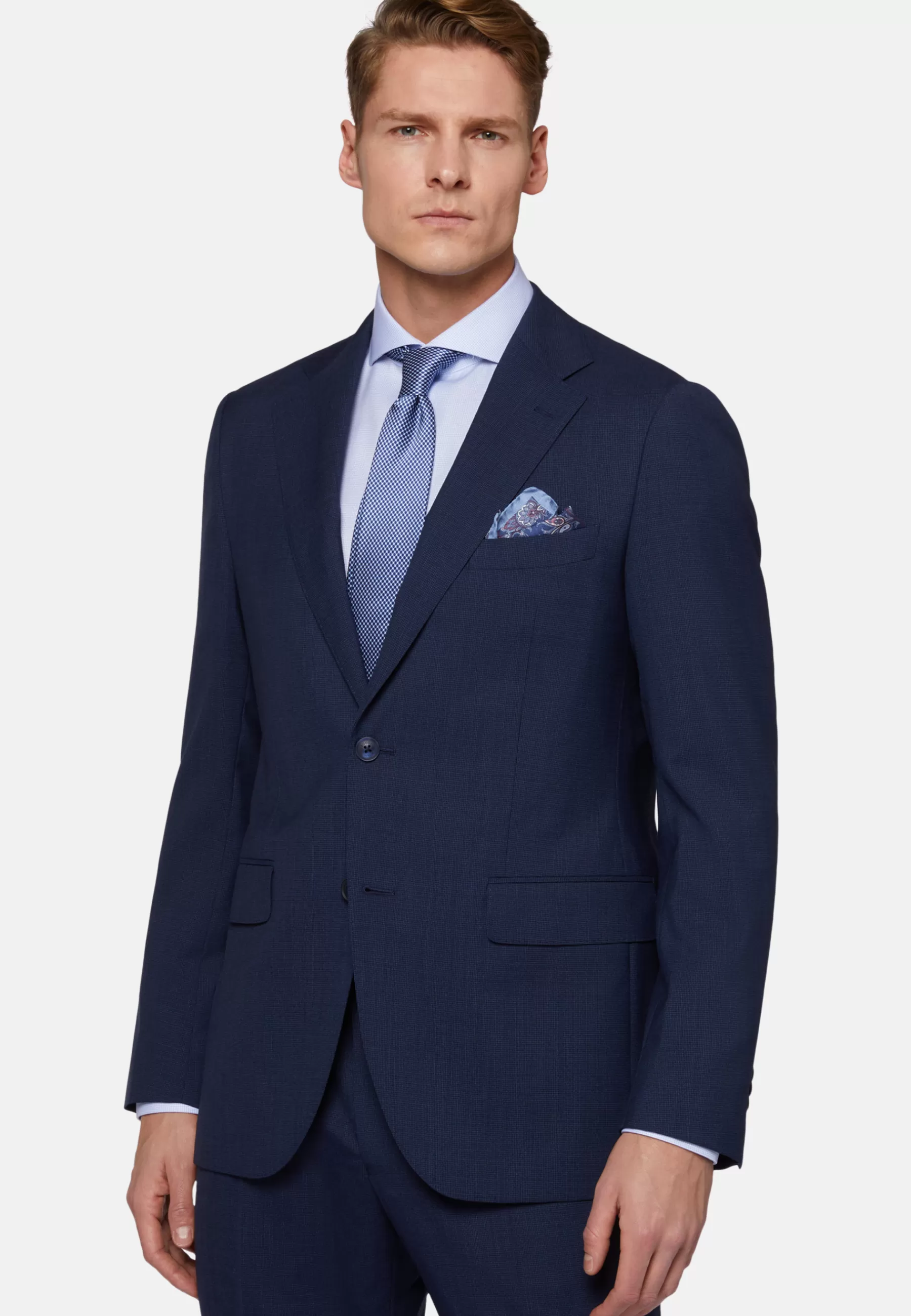 Suits^Boggi Milano Micro Pattern Suit in Pure Wool Blue