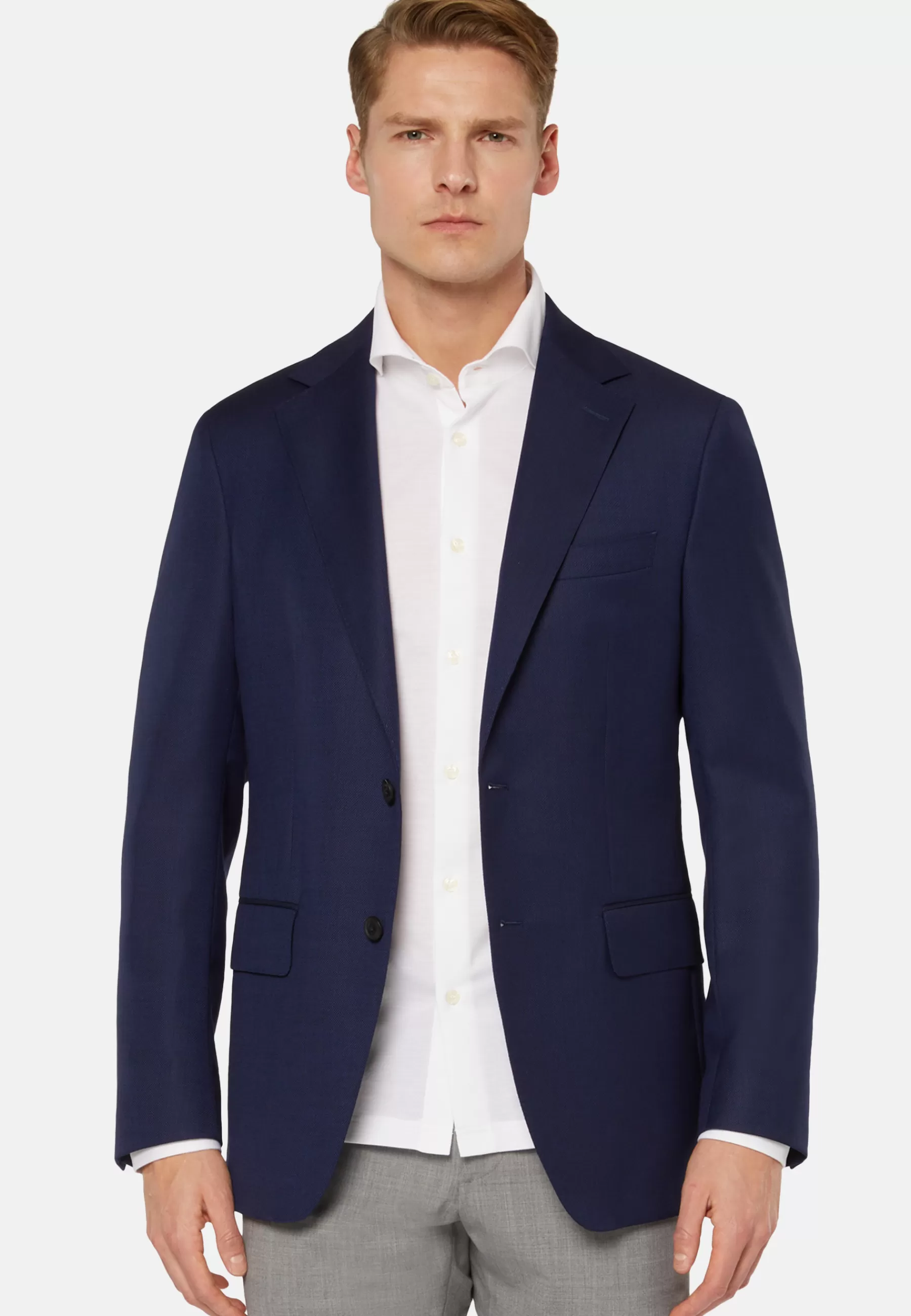 Blazers^Boggi Milano Blue Micro Textured Wool Jacket Navy blue