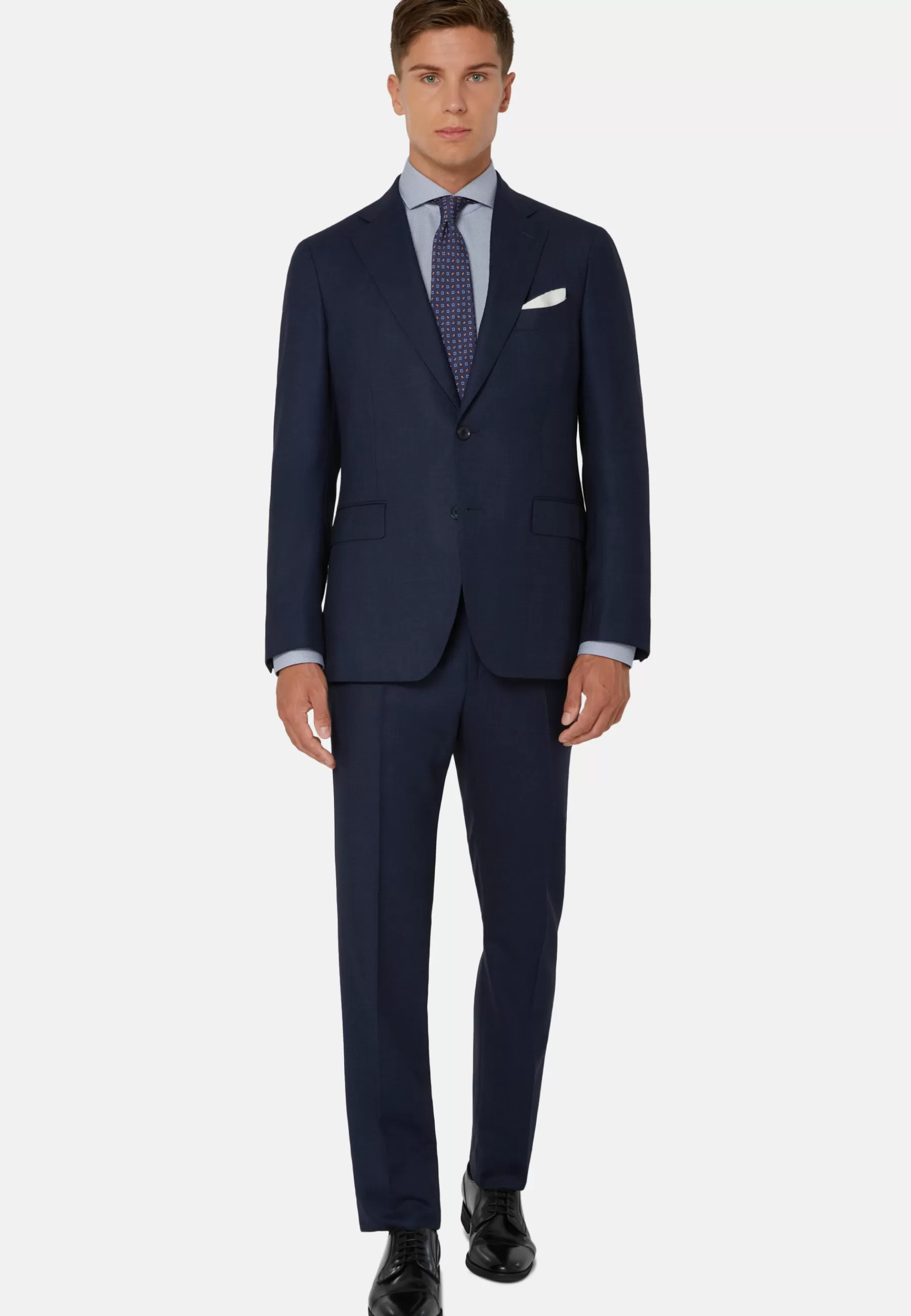 Suits^Boggi Milano Blue Micro-Textured Suit In Super 130 Wool Navy blue