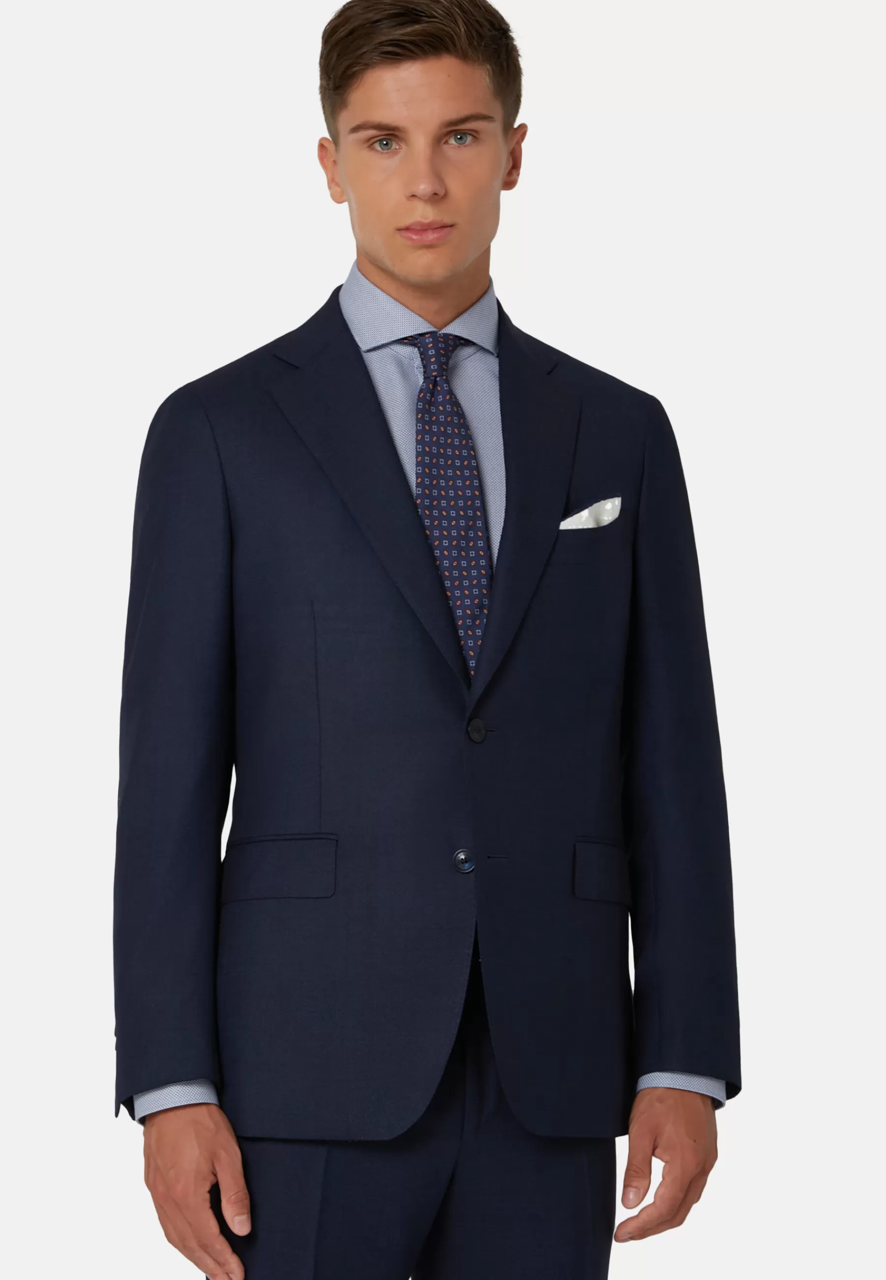 Suits^Boggi Milano Blue Micro-Textured Suit In Super 130 Wool Navy blue