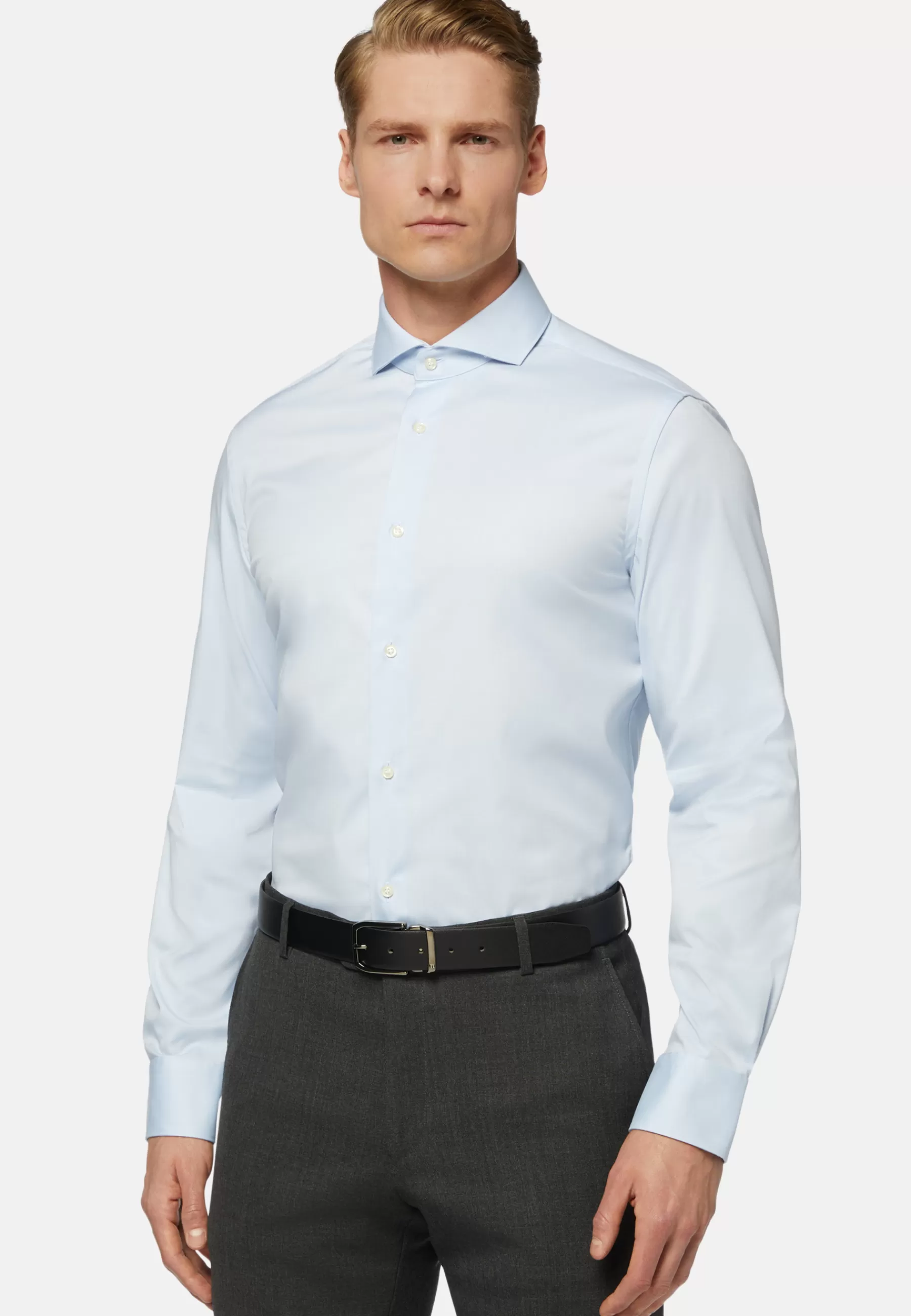 Dress Shirts | Must-Have^Boggi Milano Blue pin point cotton slim fit shirt Light blue