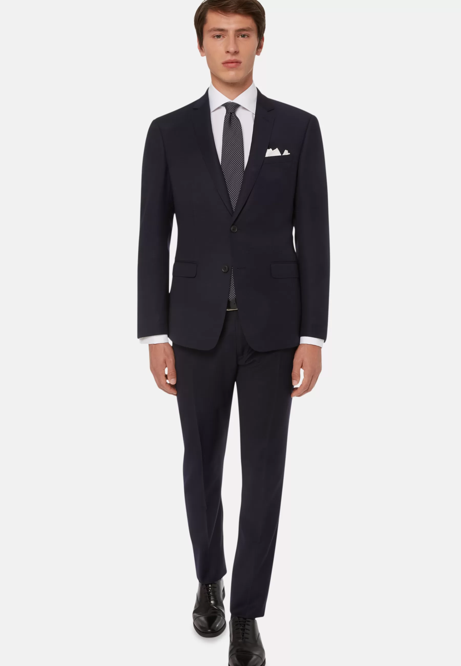 Suits^Boggi Milano Blue Pin Point Stretch Wool Suit Navy blue