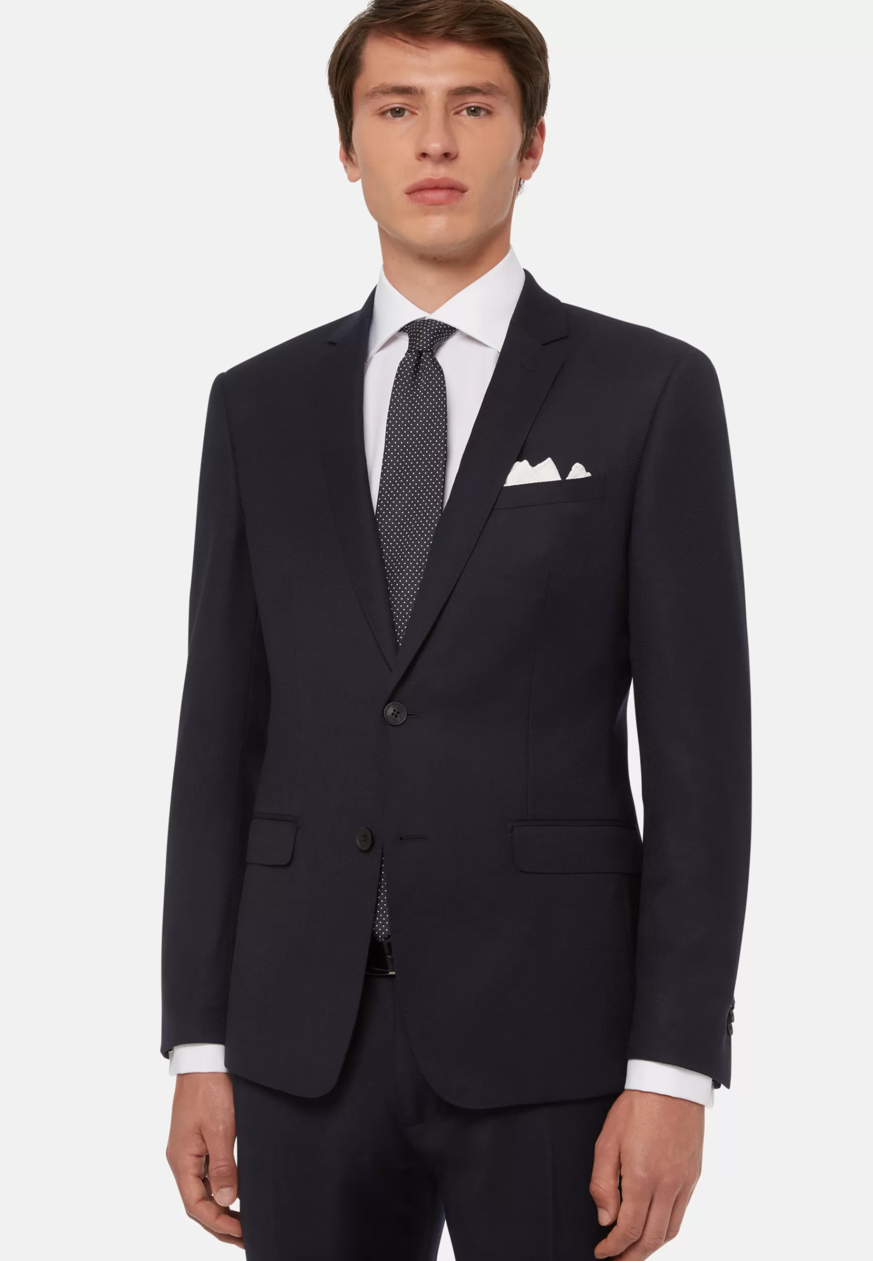 Suits^Boggi Milano Blue Pin Point Stretch Wool Suit Navy blue