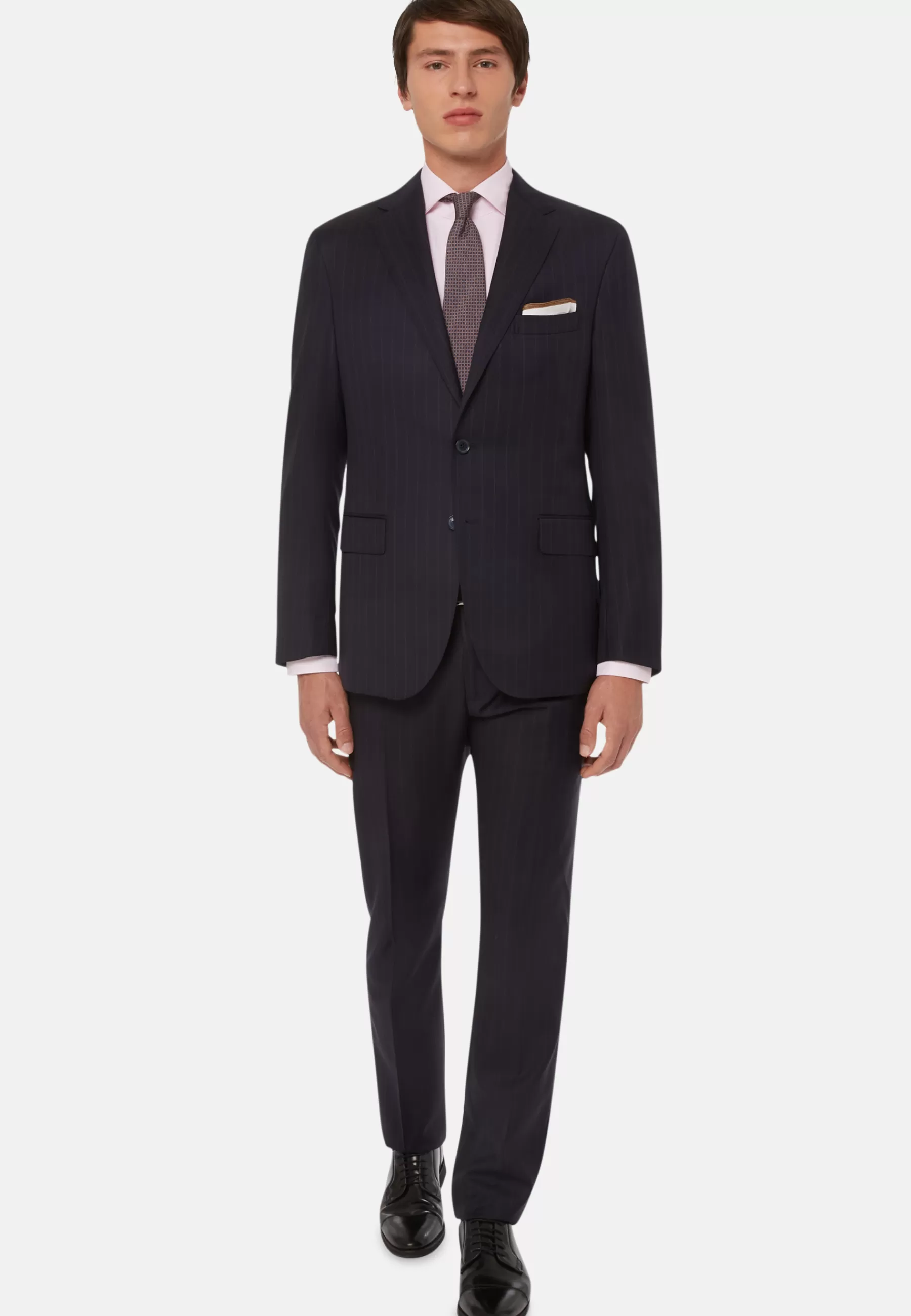 Suits^Boggi Milano Blue Pinstripe Pure Wool Suit Navy blue