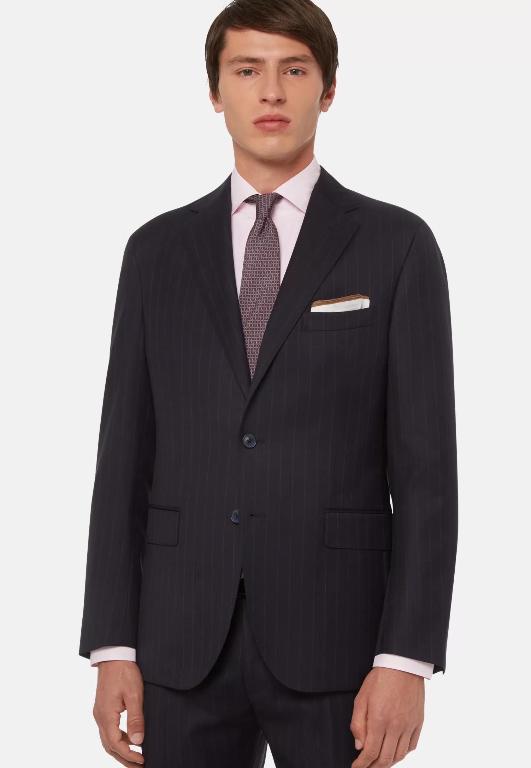 Suits^Boggi Milano Blue Pinstripe Pure Wool Suit Navy blue