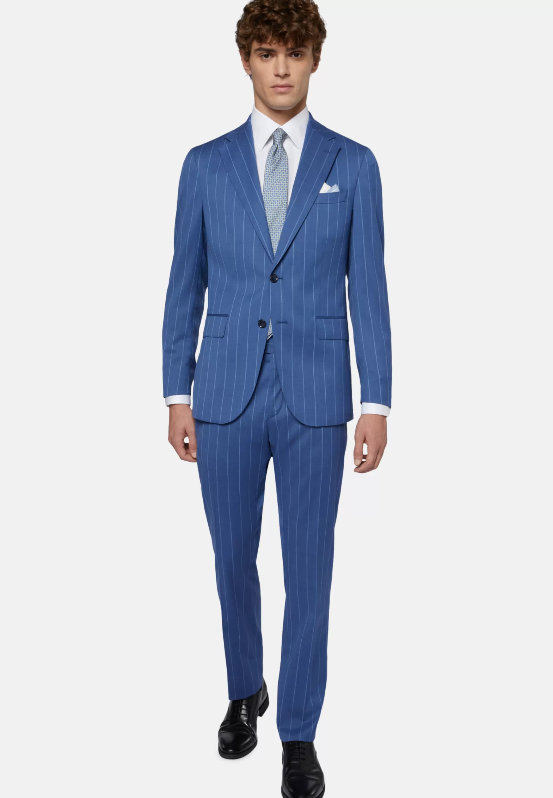 Suits^Boggi Milano Pinstripe Stretch Wool Suit Blue