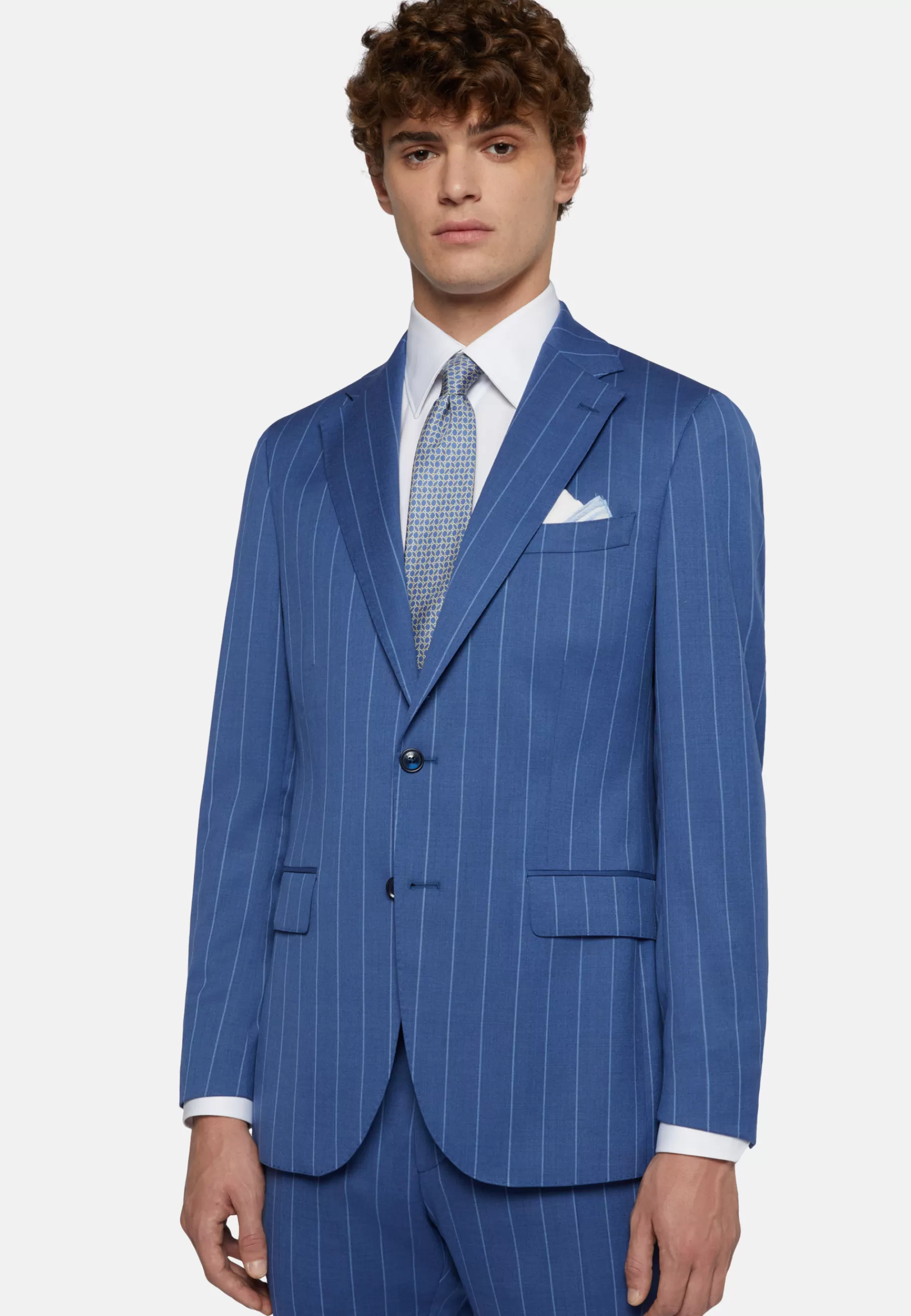 Suits^Boggi Milano Pinstripe Stretch Wool Suit Blue