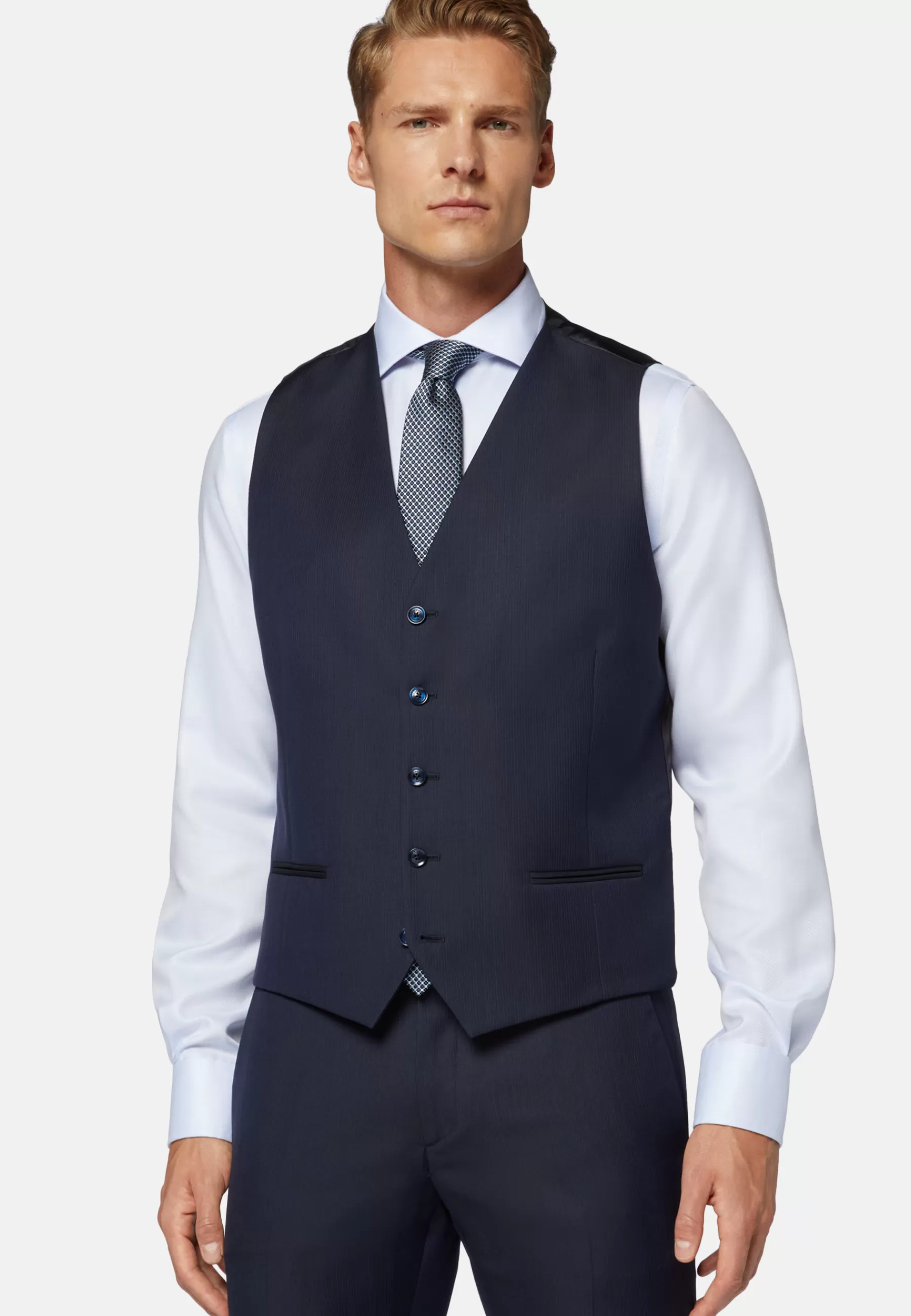 Waistcoats^Boggi Milano Blue Pinstripe Wool Waistcoat Navy blue