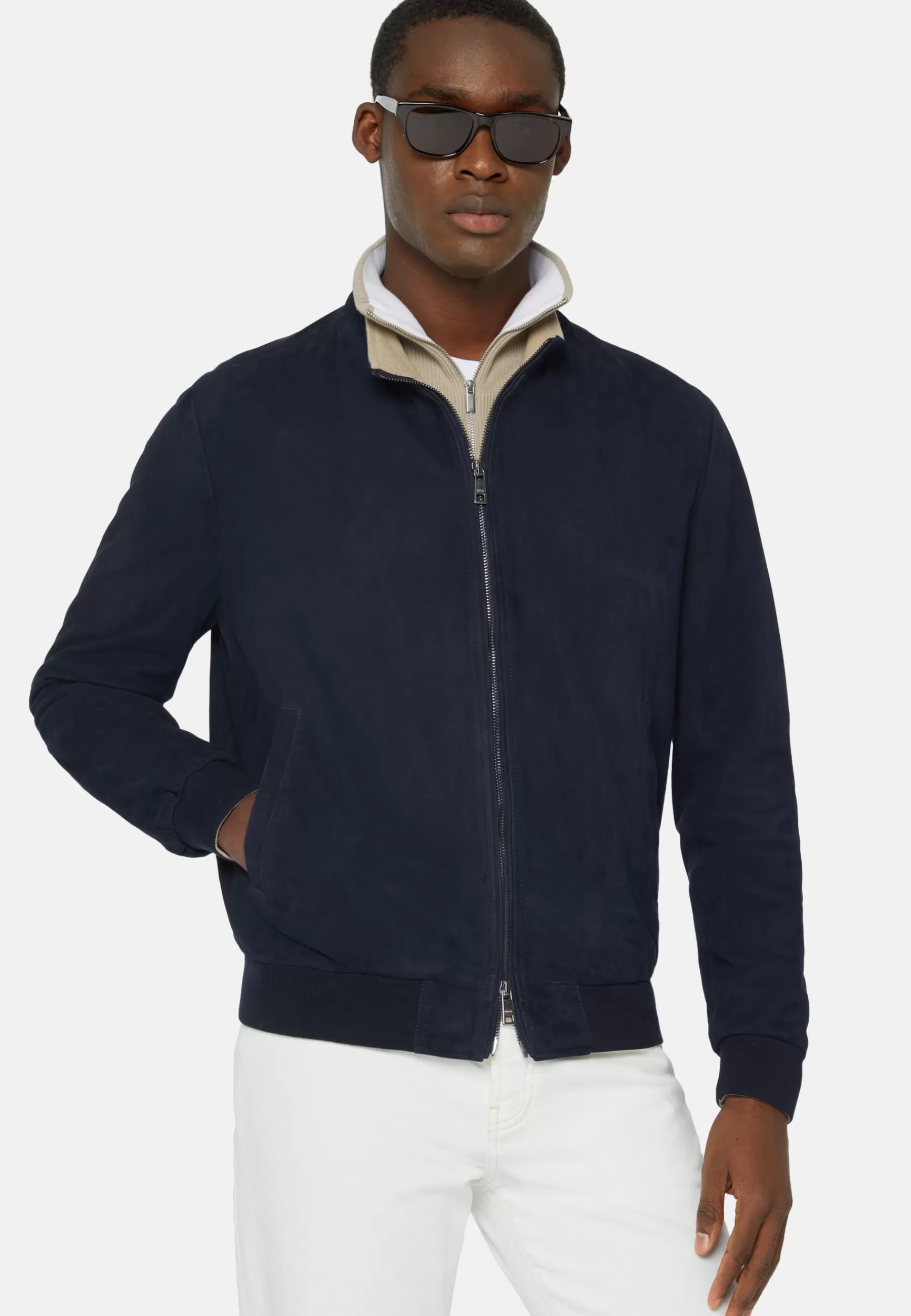 Outerwear^Boggi Milano Bomber Jacket in Genuine Suede Leather Navy blue