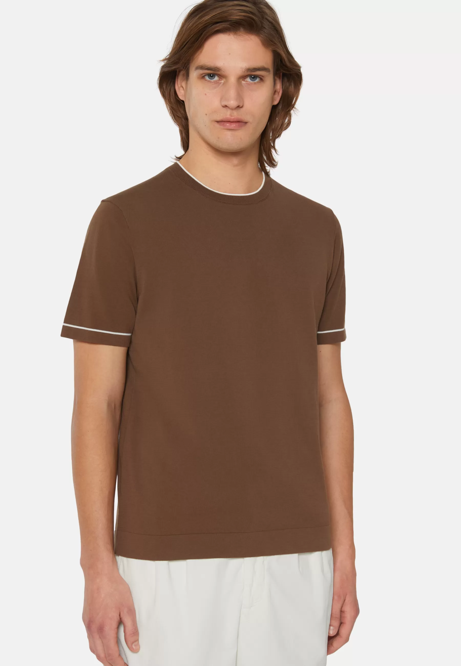 T-Shirts^Boggi Milano Cotton Crepe Knit T-shirt Brown