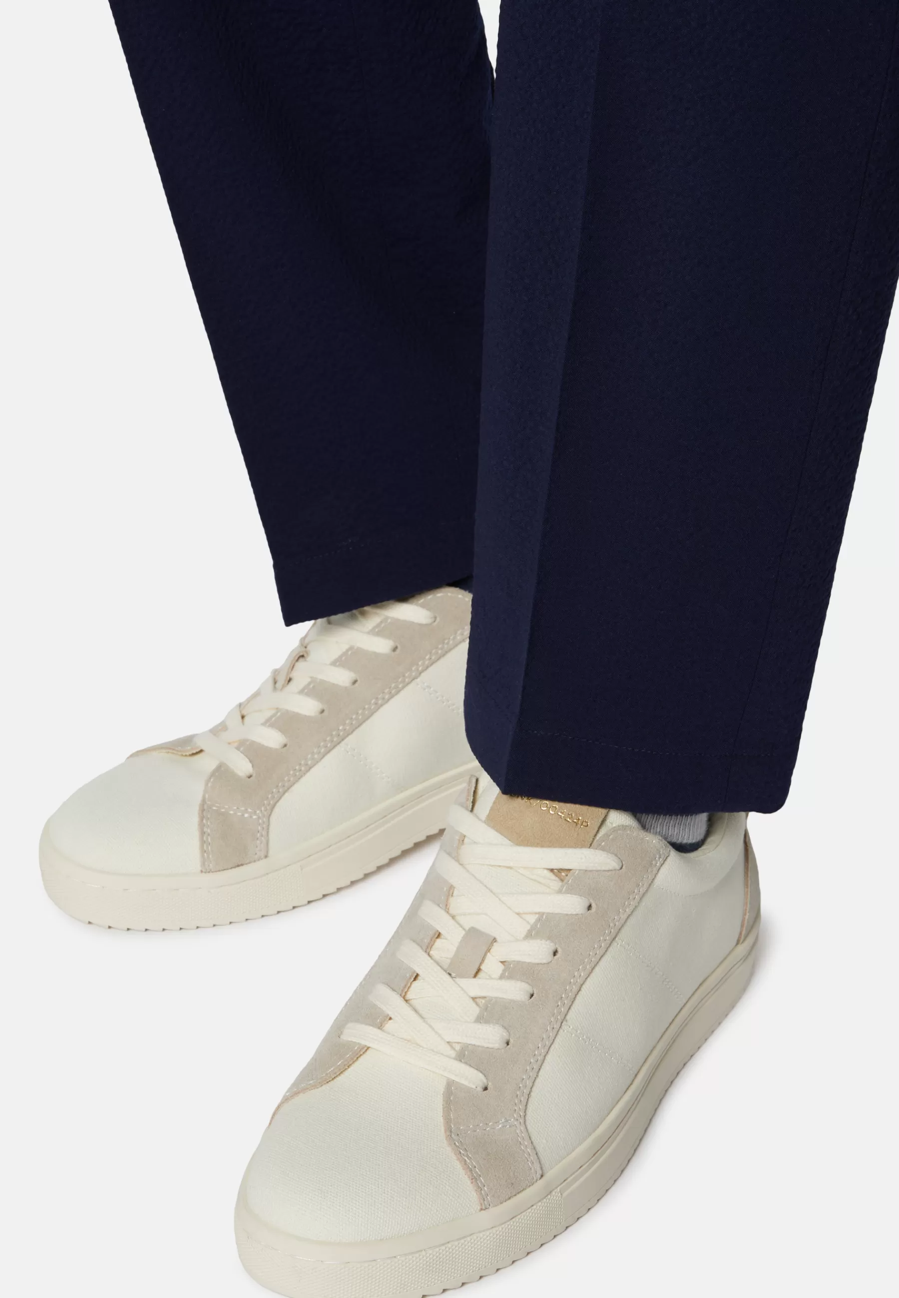 Sneakers^Boggi Milano Canvas and Suede Trainers Cream