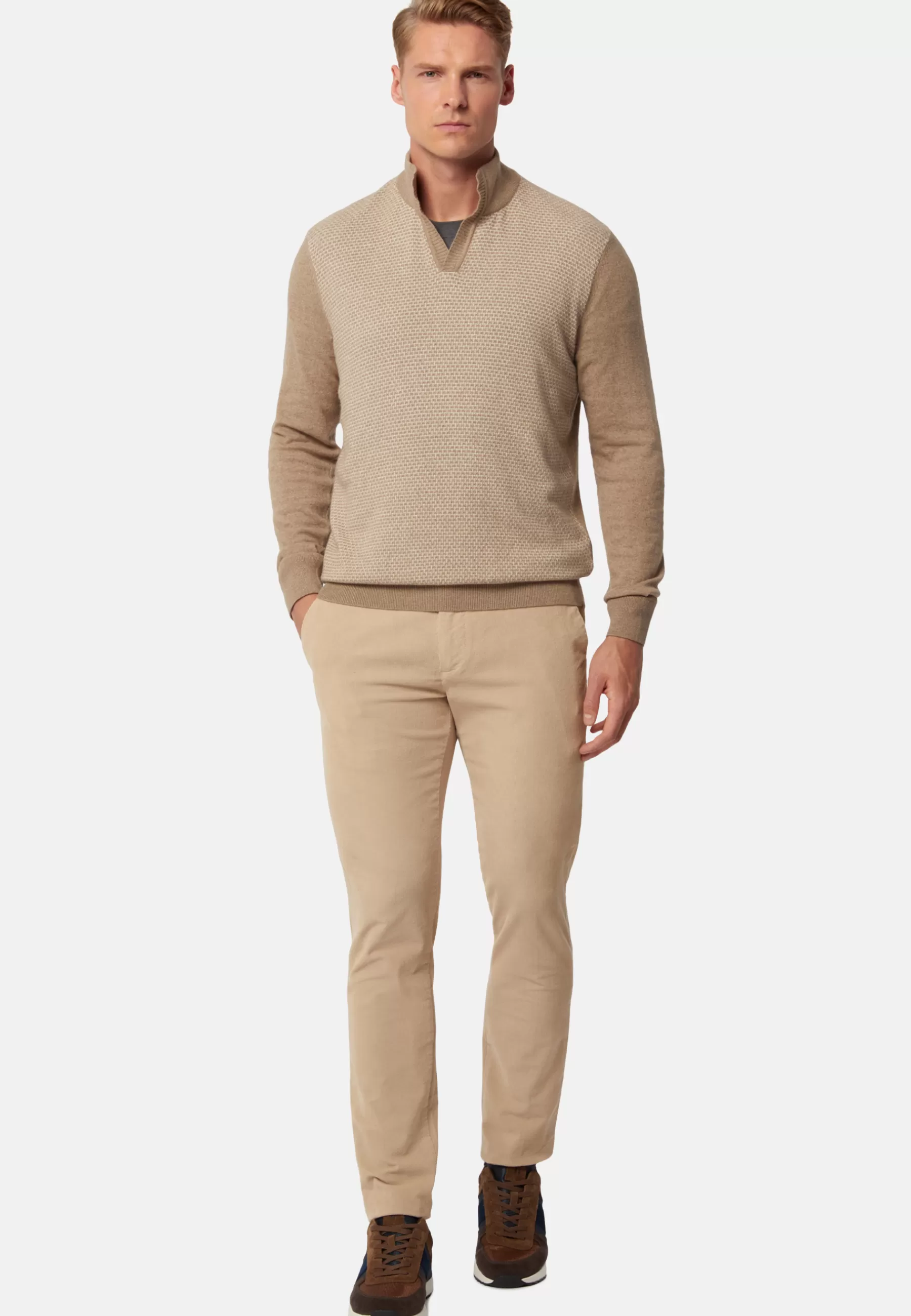 Knitwear^Boggi Milano Cashmere Blend Mock Neck Sweater Beige