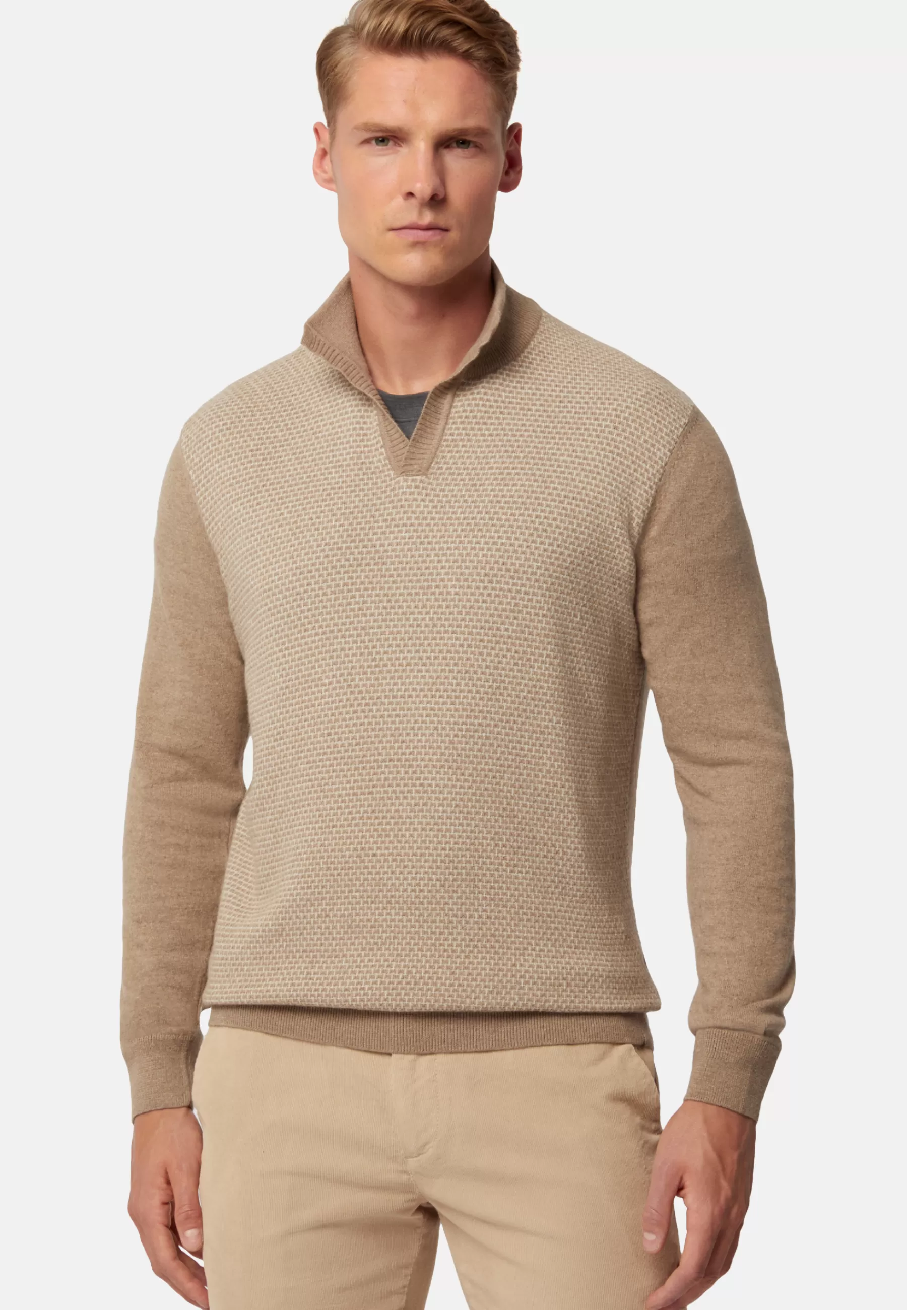 Knitwear^Boggi Milano Cashmere Blend Mock Neck Sweater Beige