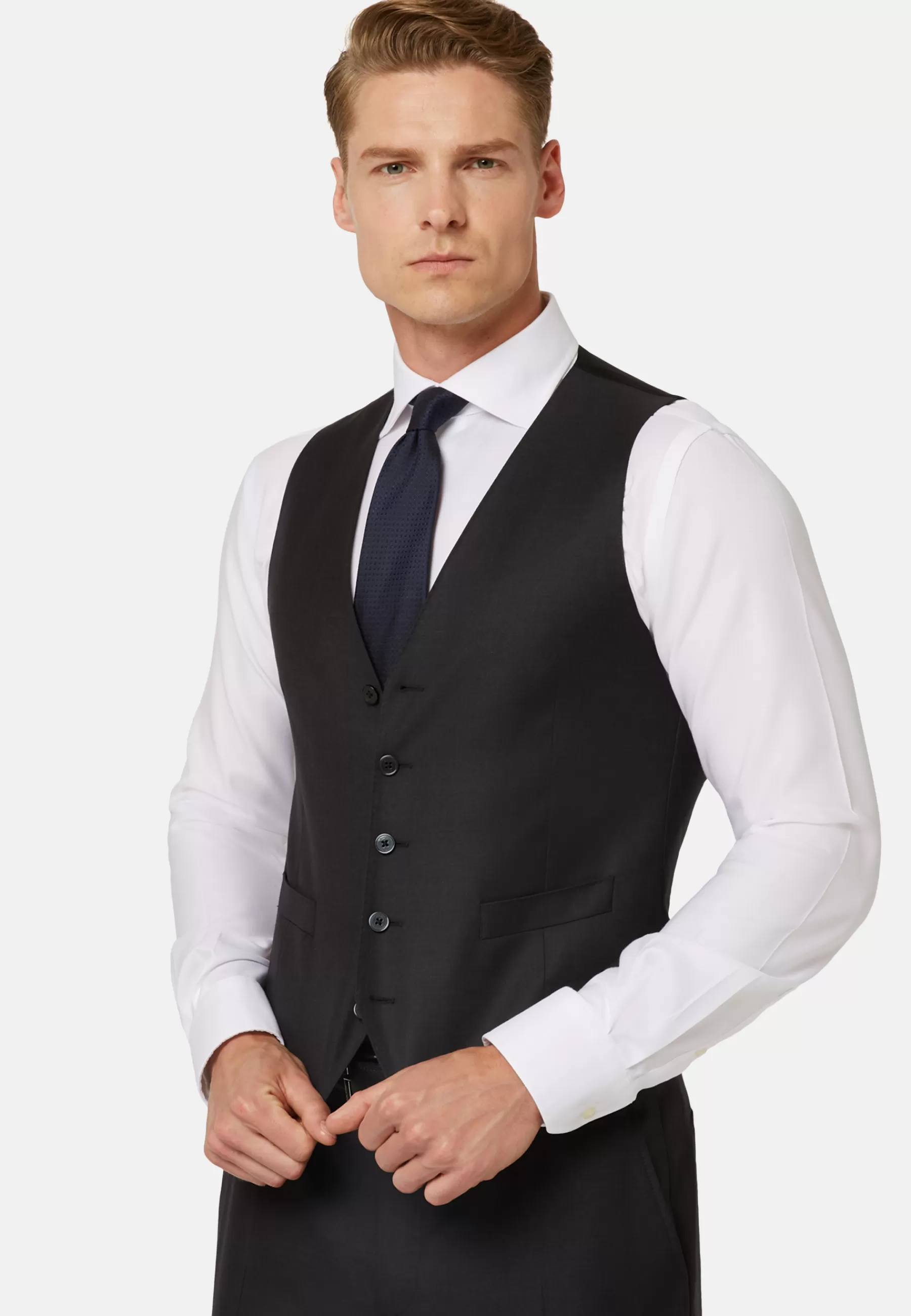 Suits and Waistcoats | Must-Have^Boggi Milano Grey Wool Twill Waistcoat Charcoal