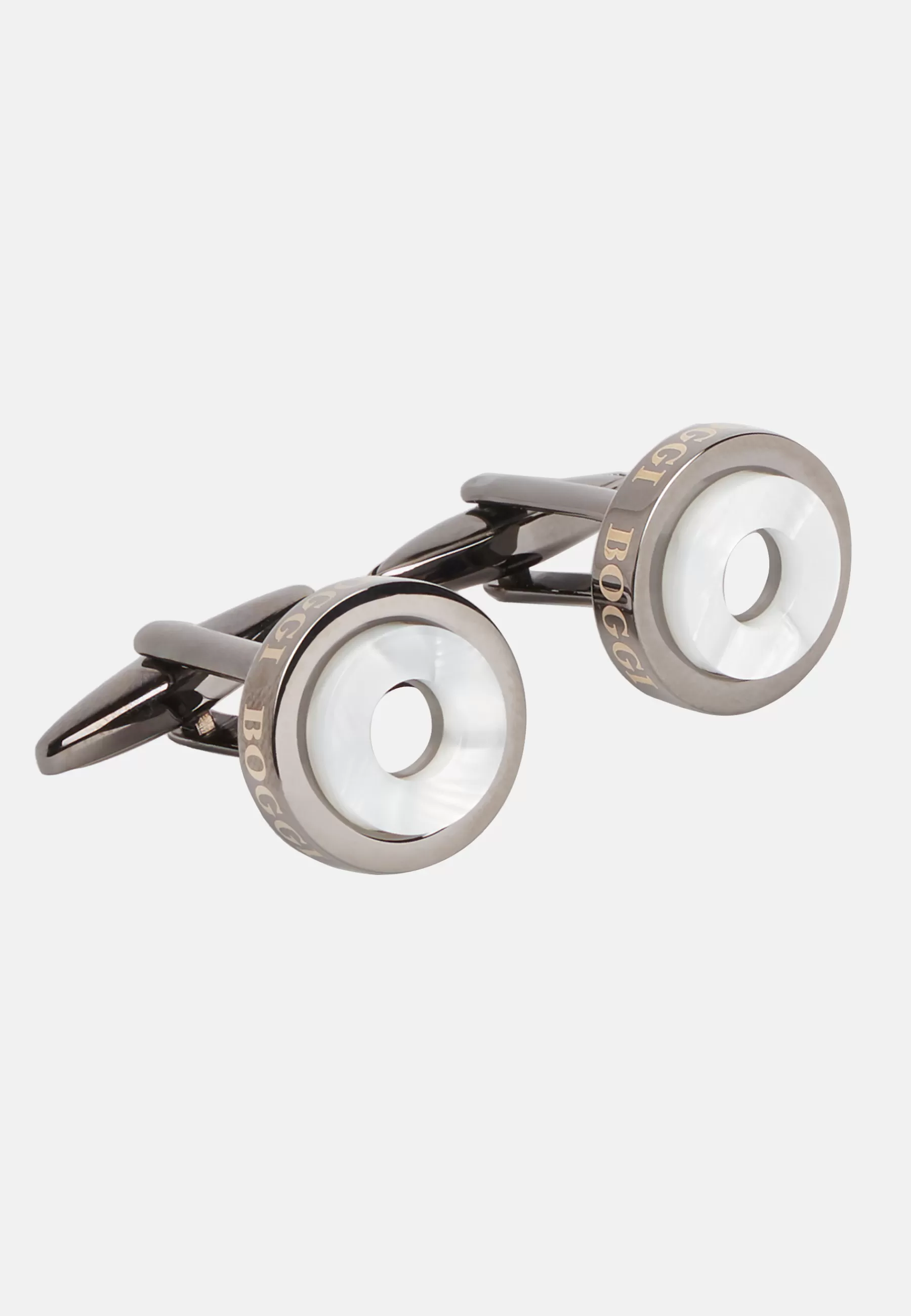 Cufflinks^Boggi Milano Circular cufflinks with contrast Dark Silver