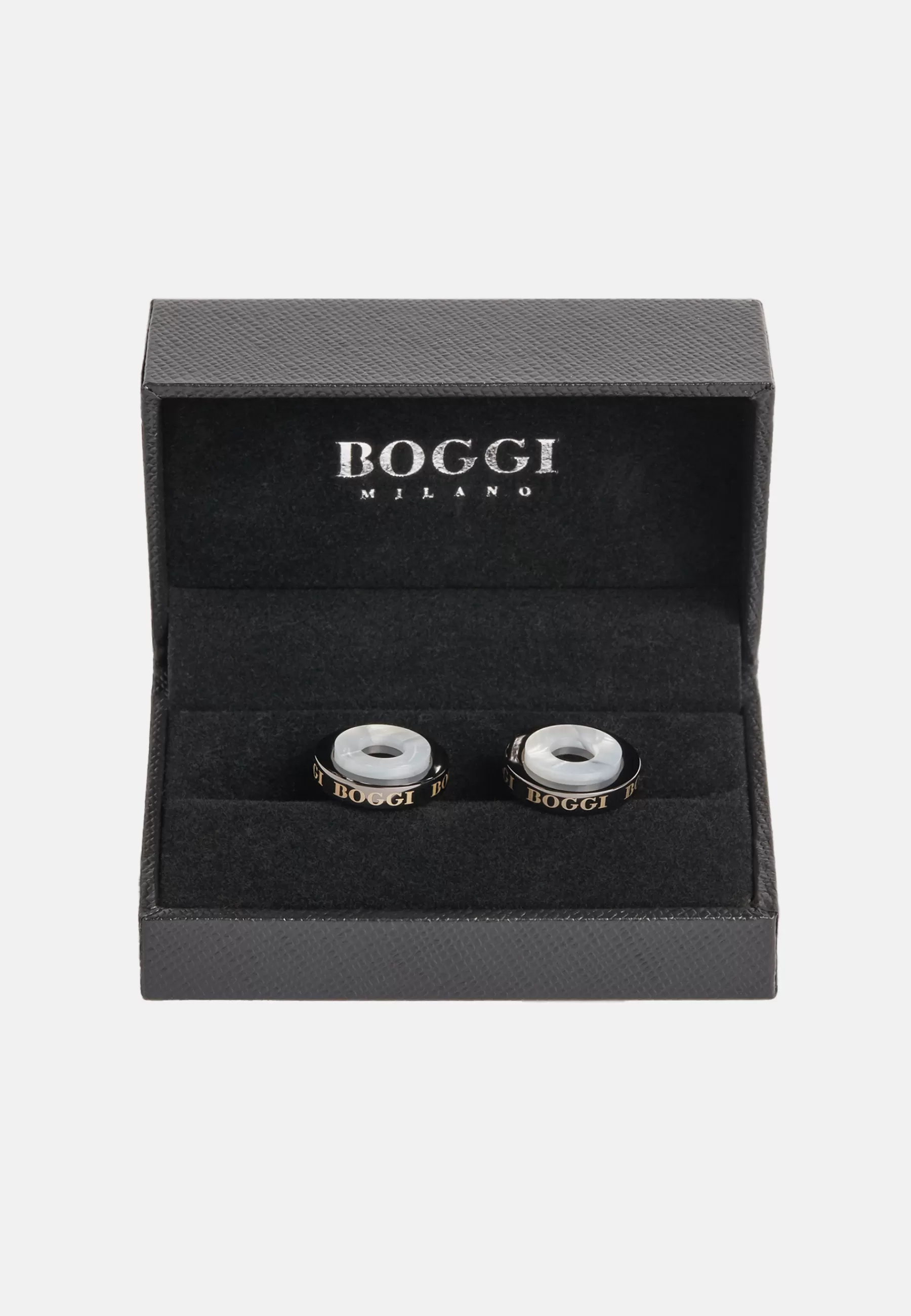 Cufflinks^Boggi Milano Circular cufflinks with contrast Dark Silver