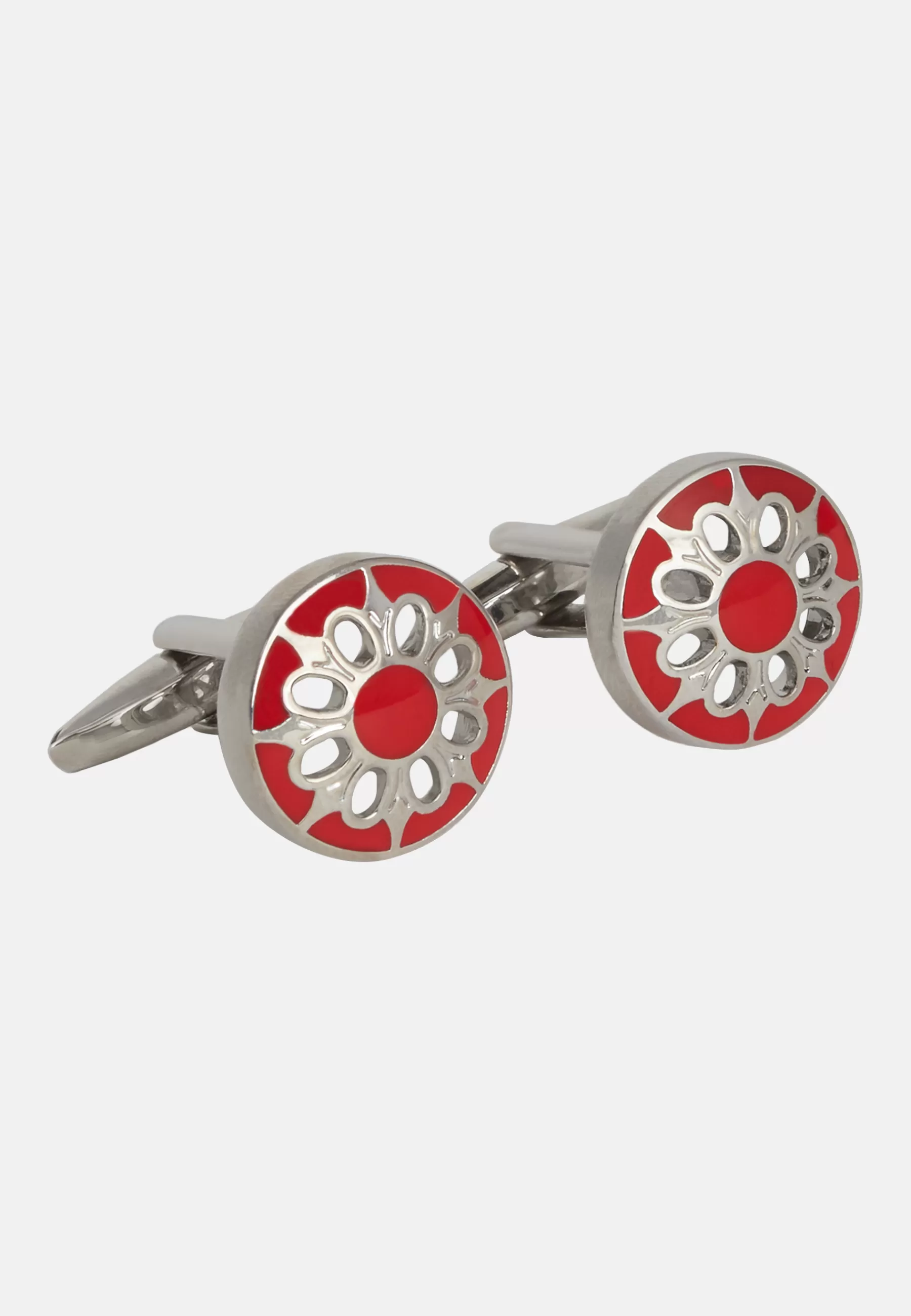 Cufflinks^Boggi Milano Circular cufflinks with flower Red