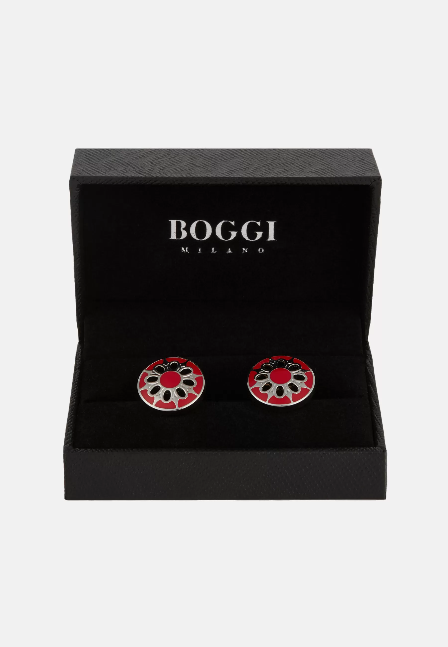 Cufflinks^Boggi Milano Circular cufflinks with flower Red