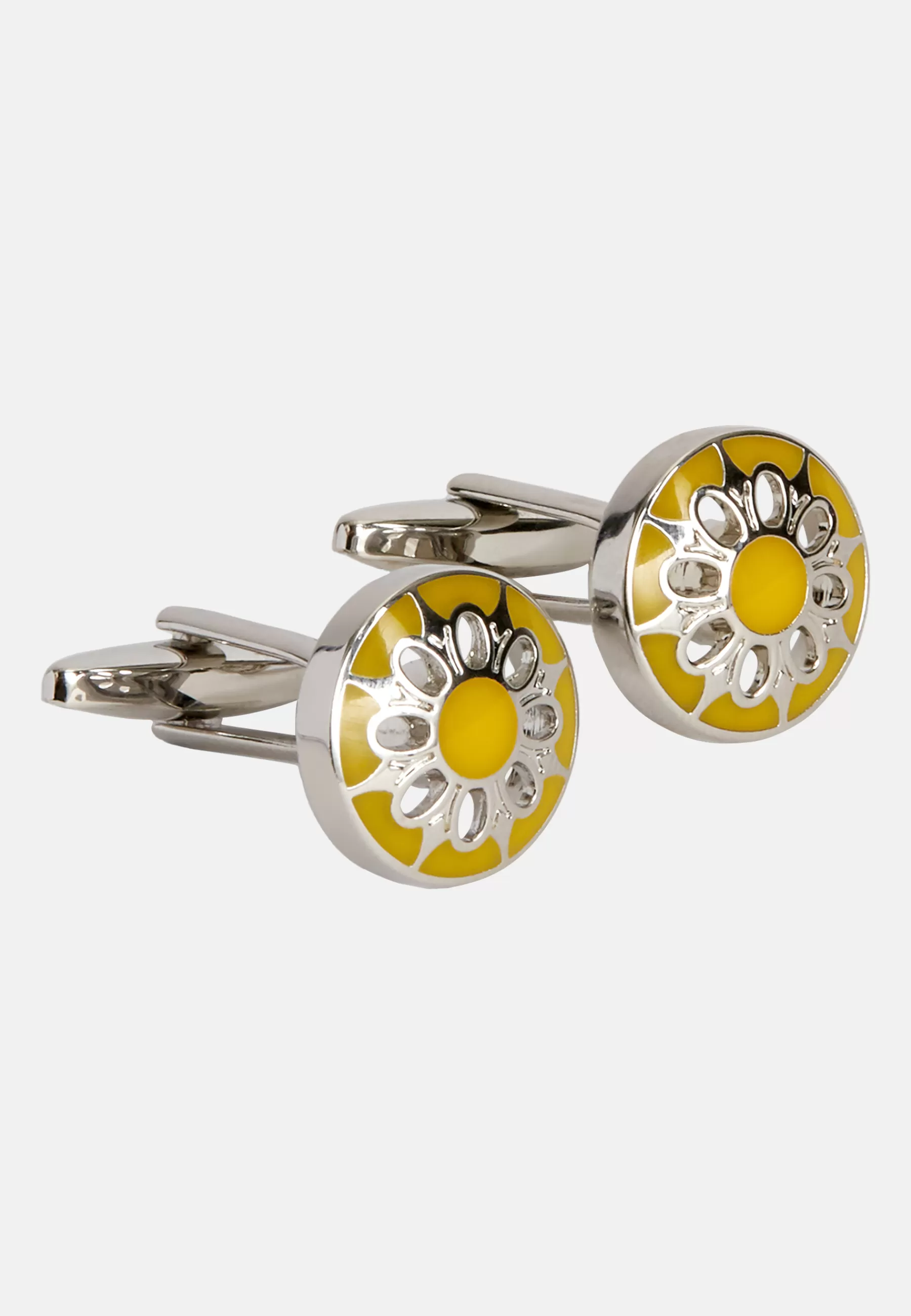 Cufflinks^Boggi Milano Circular cufflinks with flower Yellow