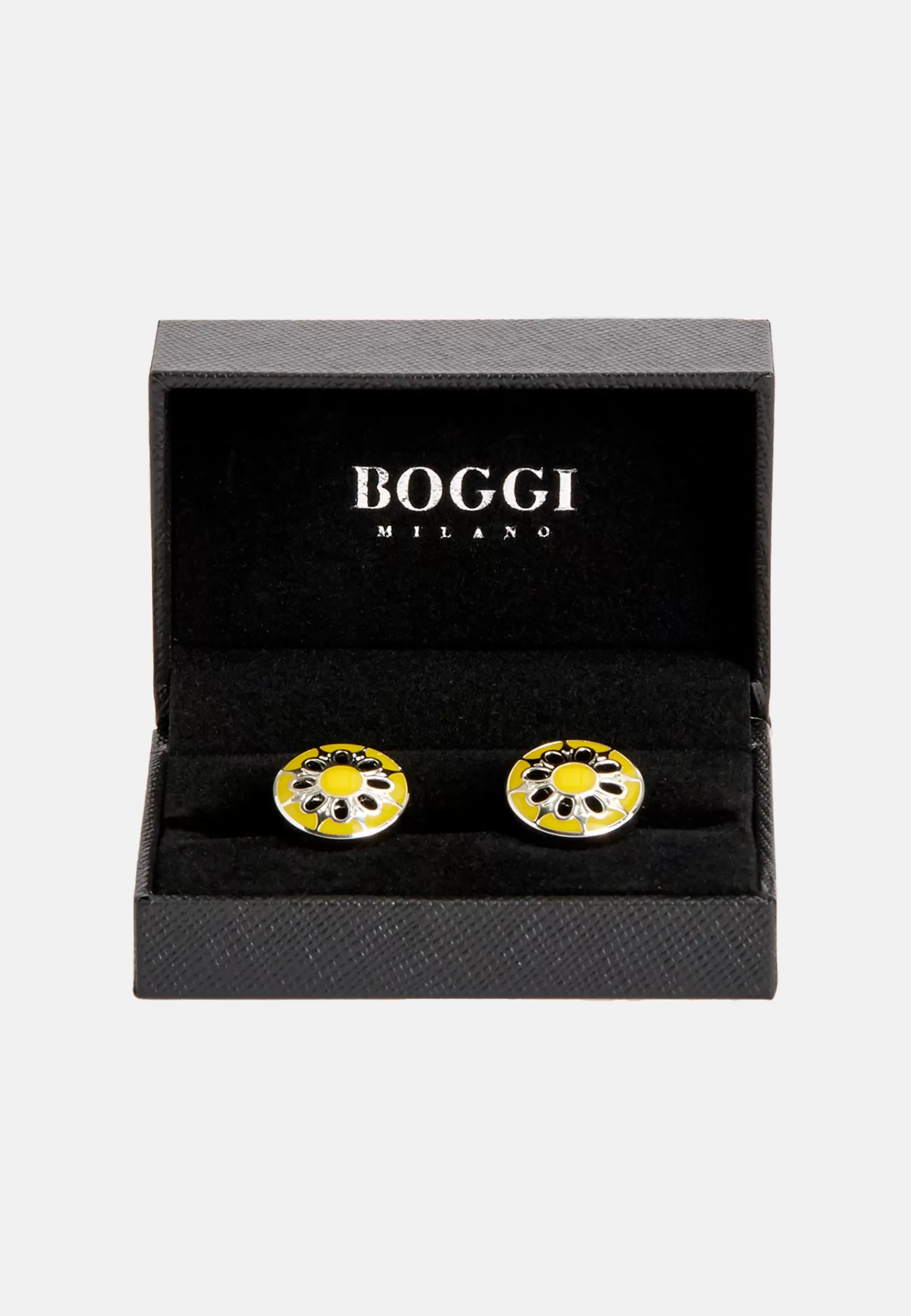 Cufflinks^Boggi Milano Circular cufflinks with flower Yellow