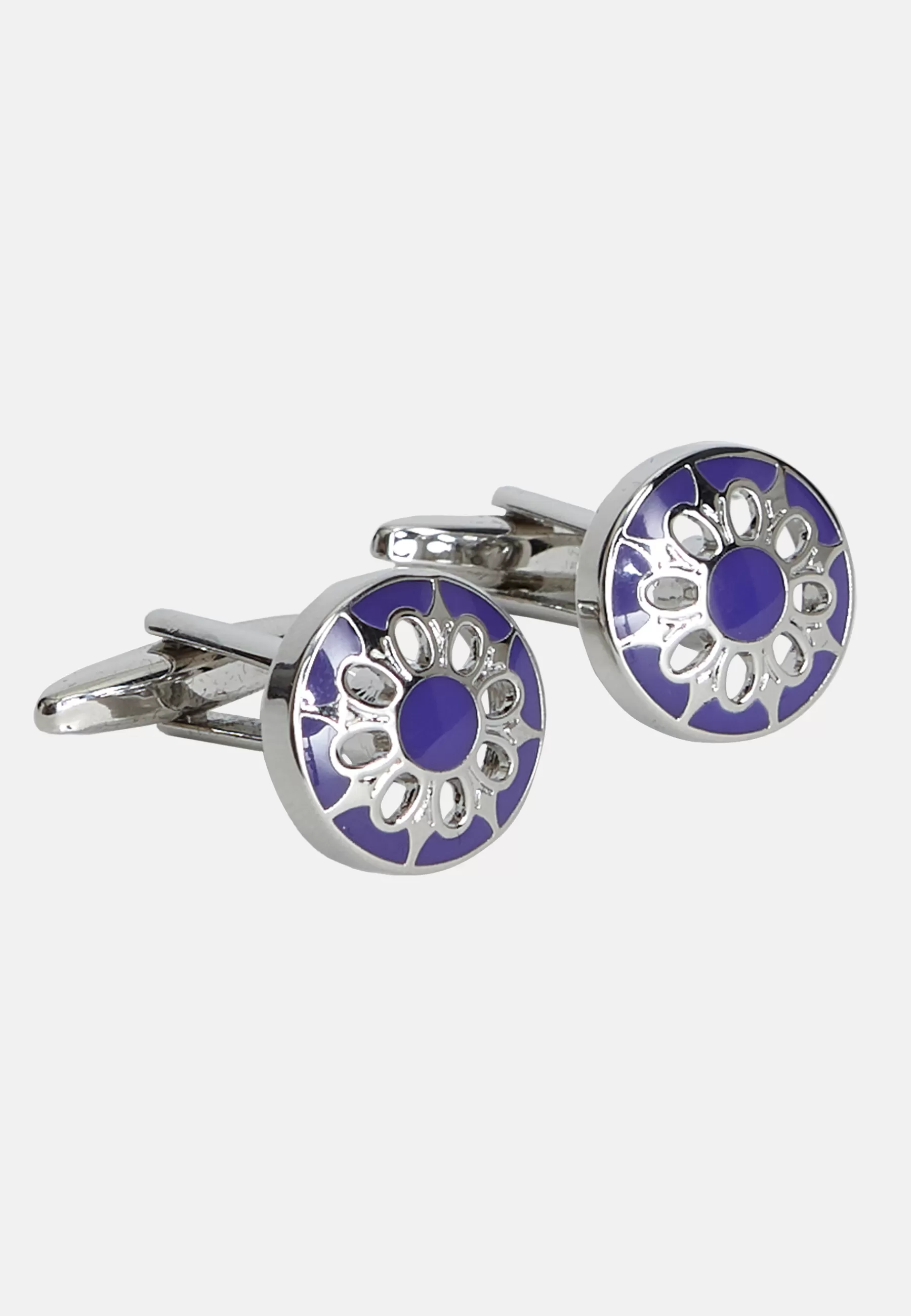 Cufflinks^Boggi Milano Circular cufflinks with flower Blue