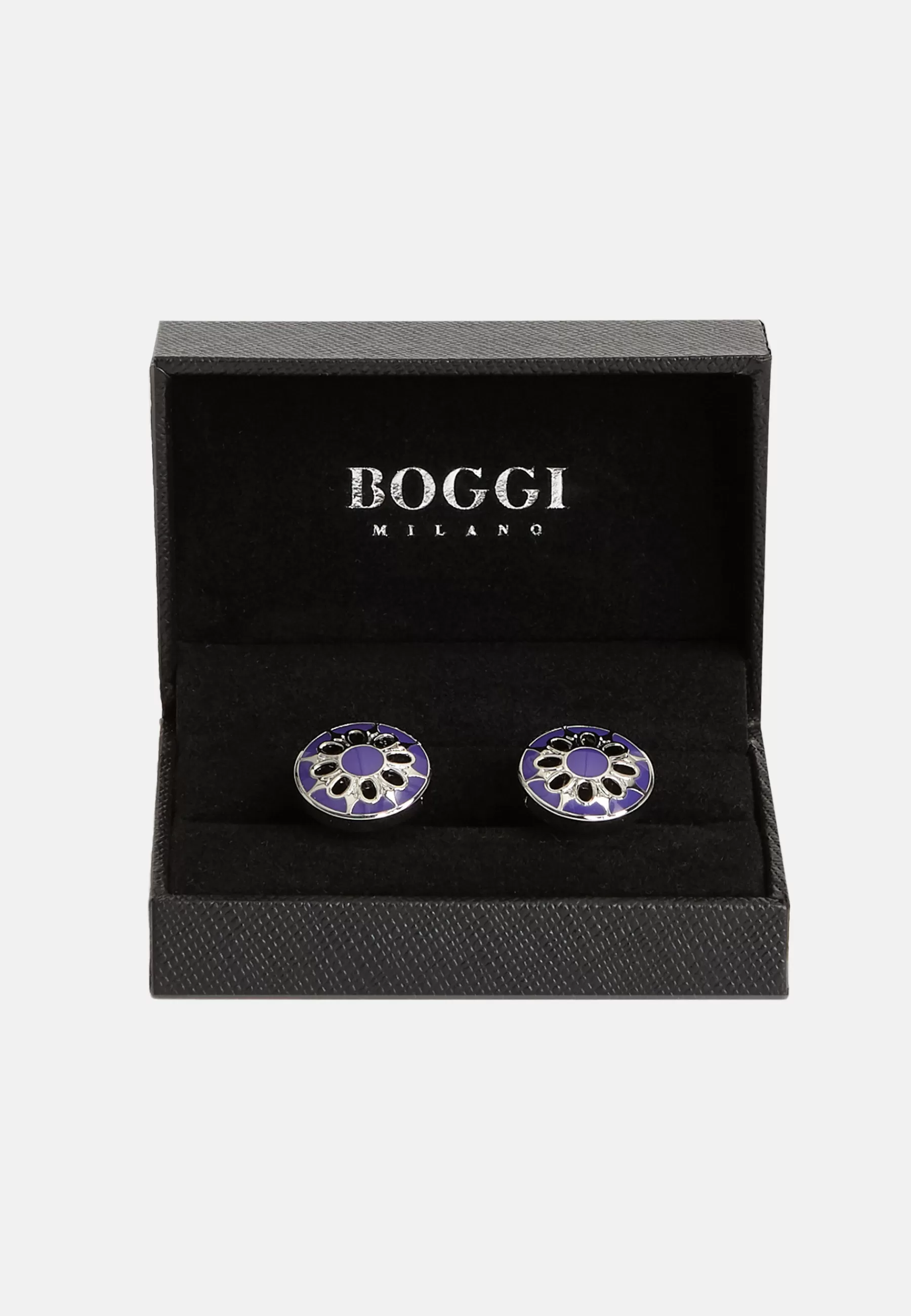 Cufflinks^Boggi Milano Circular cufflinks with flower Blue