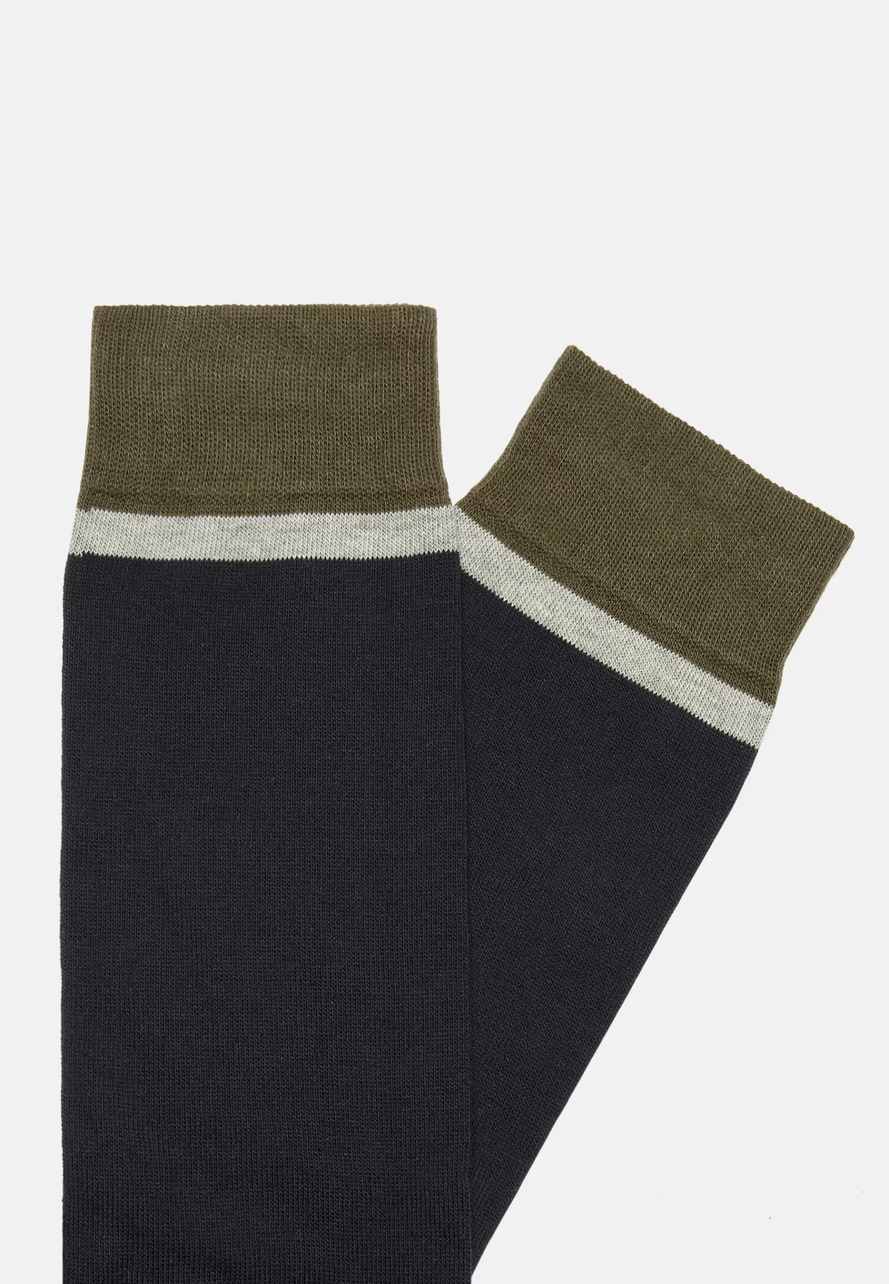 Socks^Boggi Milano Colour-Blocking Pattern Socks in a Cotton Blend Navy - Military