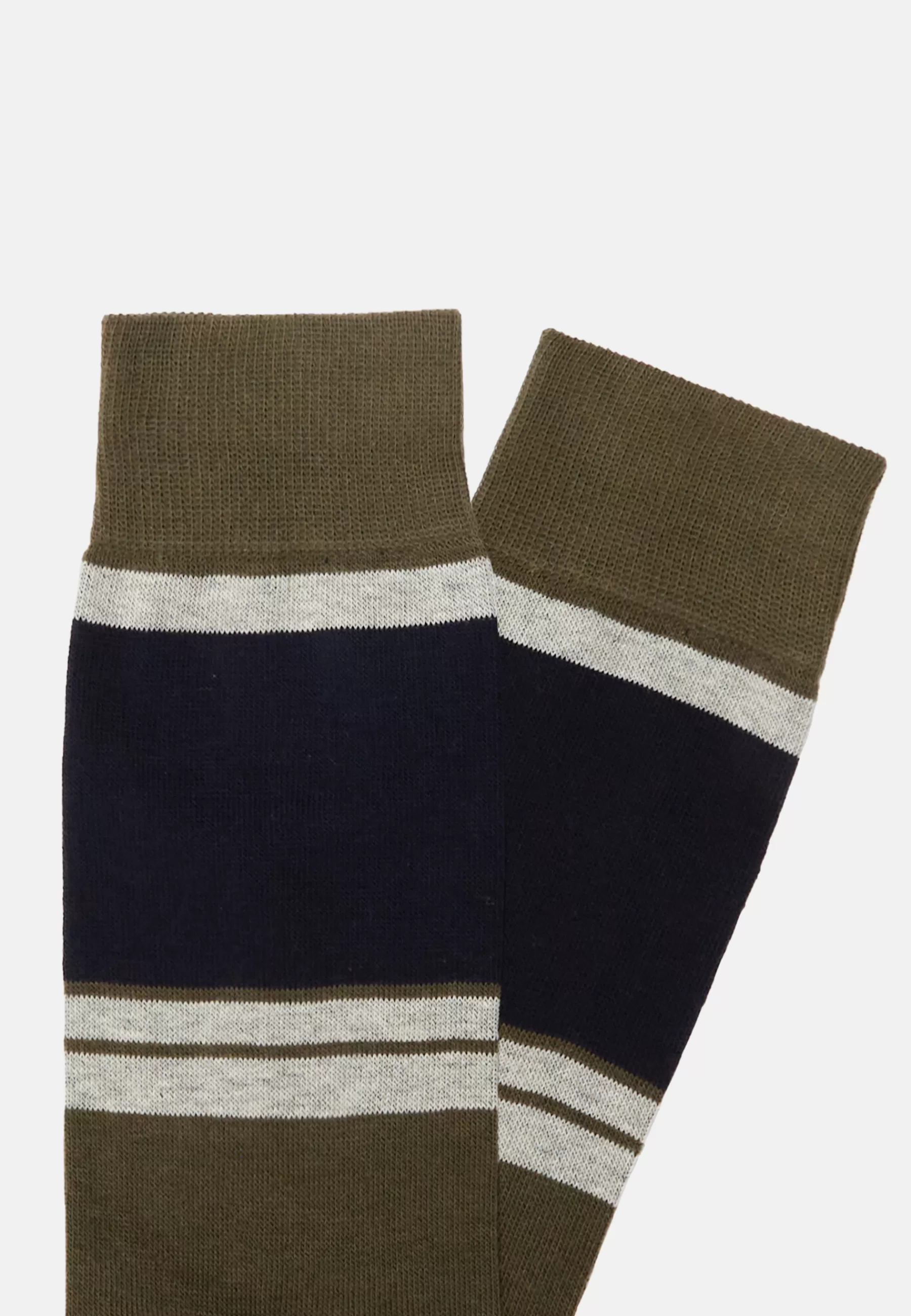 Socks^Boggi Milano Colour-Blocking Pattern Socks in a Cotton Blend Navy - Military